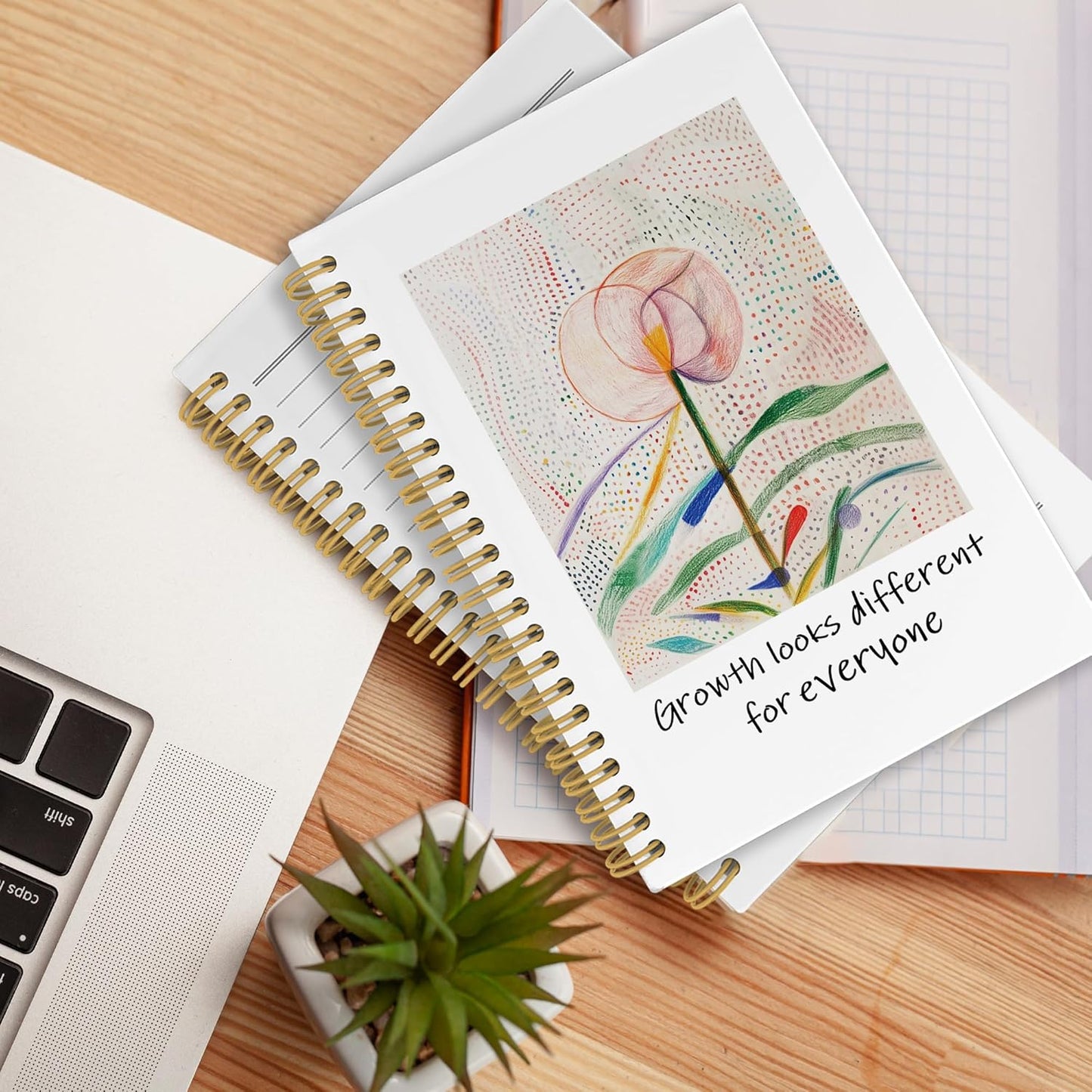 Mental Health Motivational Journal Notebook, Inspirational School Office Supplies for Students Coworker, Growth Looks Different for Everyone Hardcover Spiral Notebook 5.5x8.3 Inch
