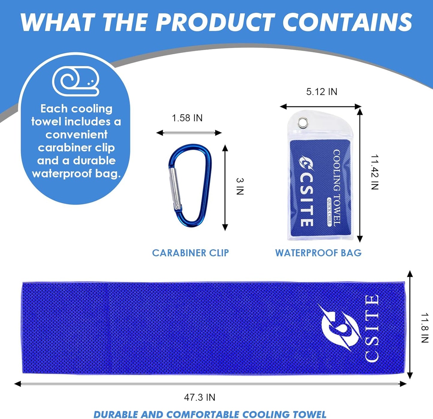 Cooling Towels for Neck and Face - 4 Pack 47x12 Inch Ice Cold Microfiber Towels, Soft & Breathable Cooling Towel for Hot Weather, Sports, Yoga, Workout, Running, Golf, Camping