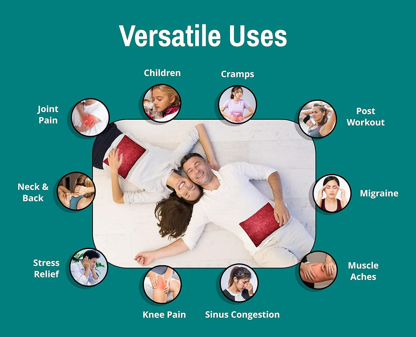 Microwavable Corn Filled Heating Pad and Cold Pack/Washable 100% Cotton Cover (Cross Hatch - Wine, 7.5in W x 11in L)