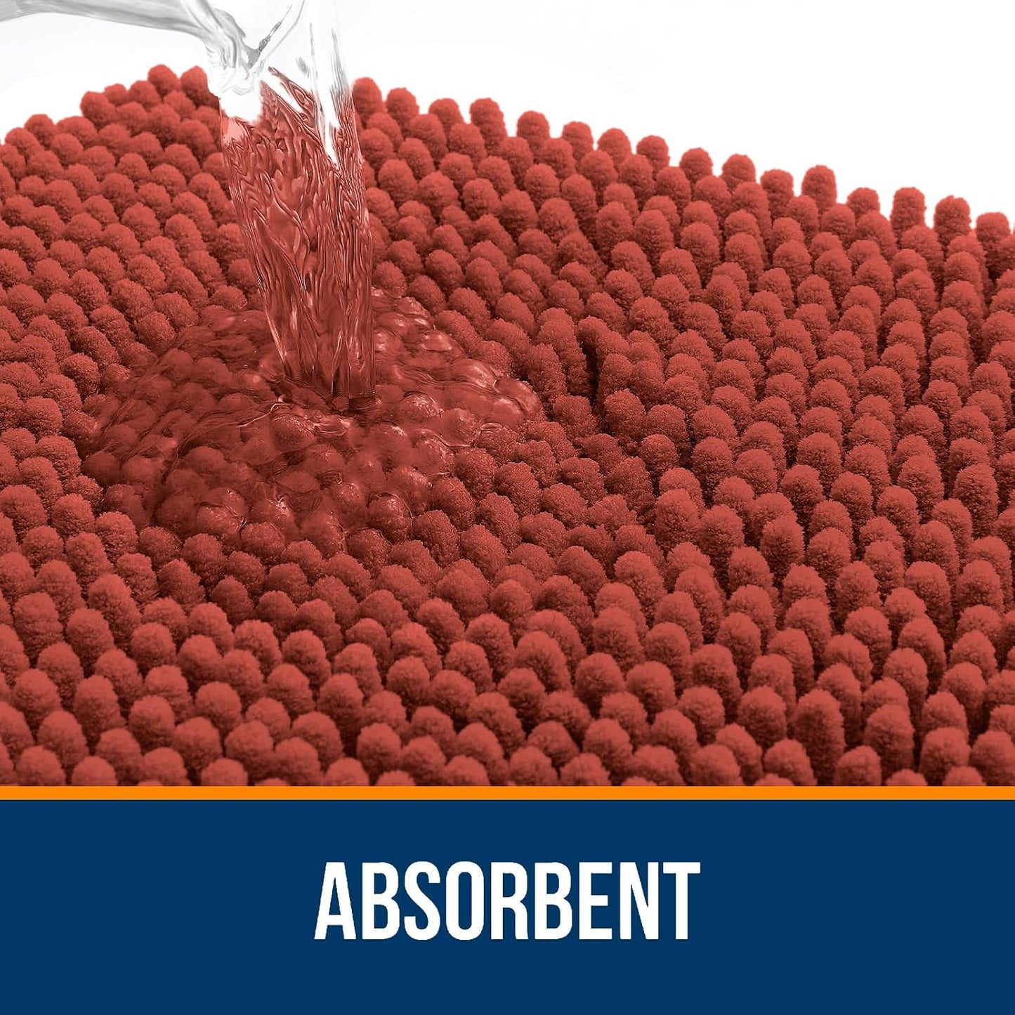 OLANLY Bathroom Rugs 30x20, Extra Soft Absorbent Chenille Bath Rugs, Rubber Backing Quick Dry, Machine Washable Bath Mats for Bathroom Floor, Tub and Shower, Home Decor Accessories, Rustic Terracotta