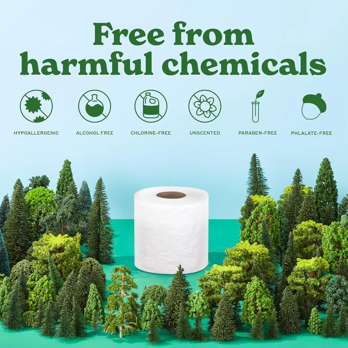 Caboo Tree Free Toilet Paper, Septic Safe Bath Tissue, Soft 2 Ply Sheets, 300 Sheets Per Roll, 16 Double Rolls