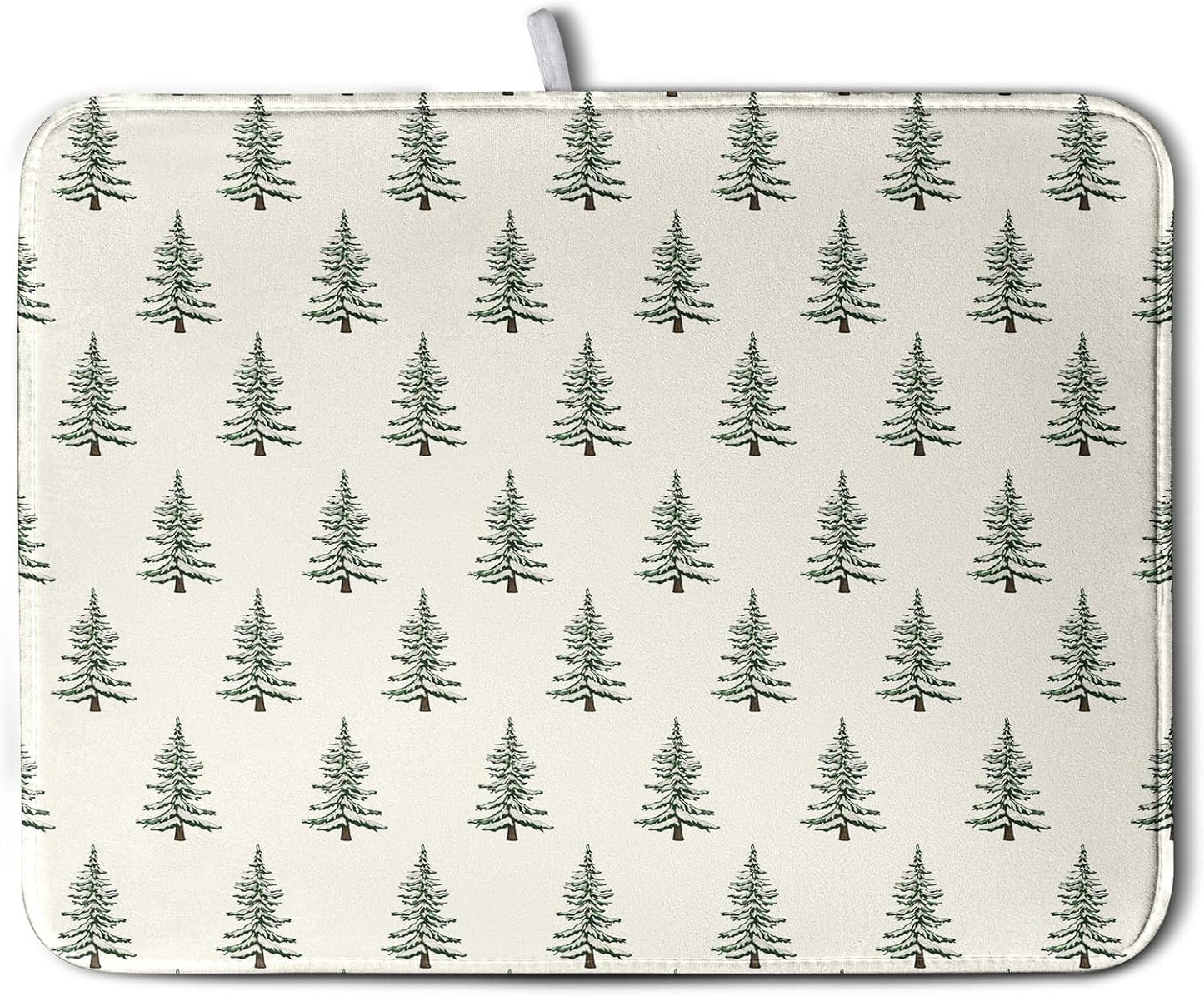Christmas Tree Dish Drying Mat Winter Xmas Holiday Drying Mats Microfiber Absorbent Dishes Drying Pad Reusable Washable Kitchen Countertop Protector Dish Drainer Rack Mat 18x24 Inch