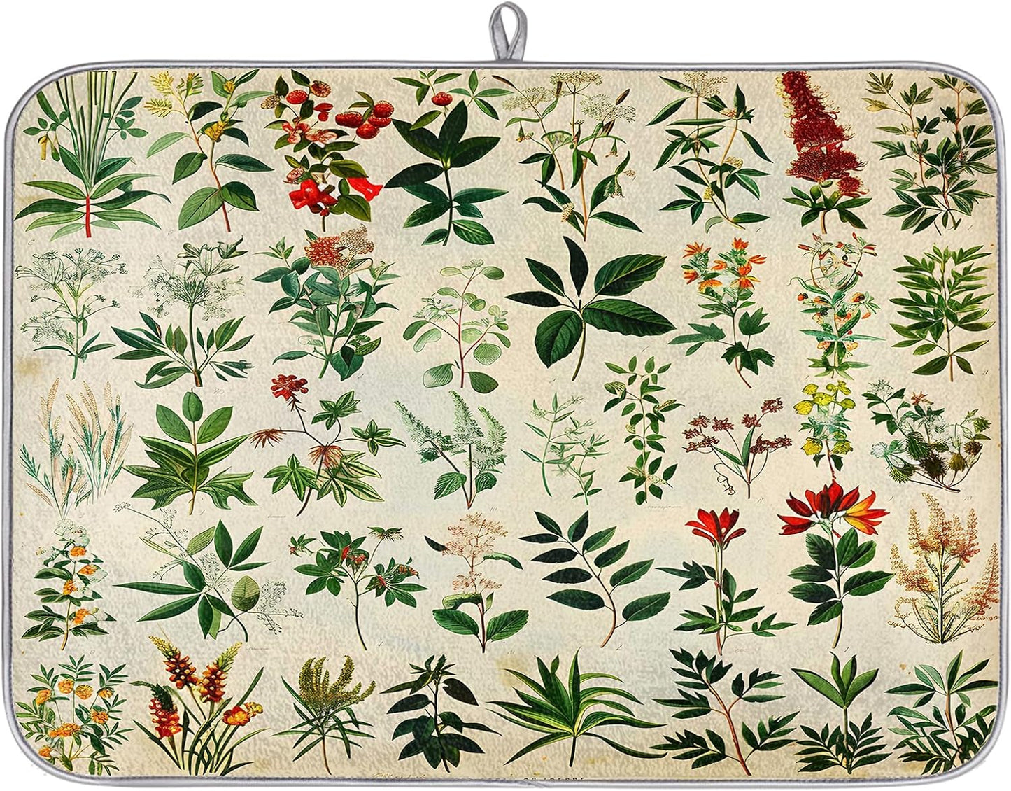 Hexteria Dish Drying Mat For Kitchen Counter Absorbent Dish Mat Microfiber Drainer Drying Kitchen Mat 18x24 In Quich Dry Mat, Botanical Garden