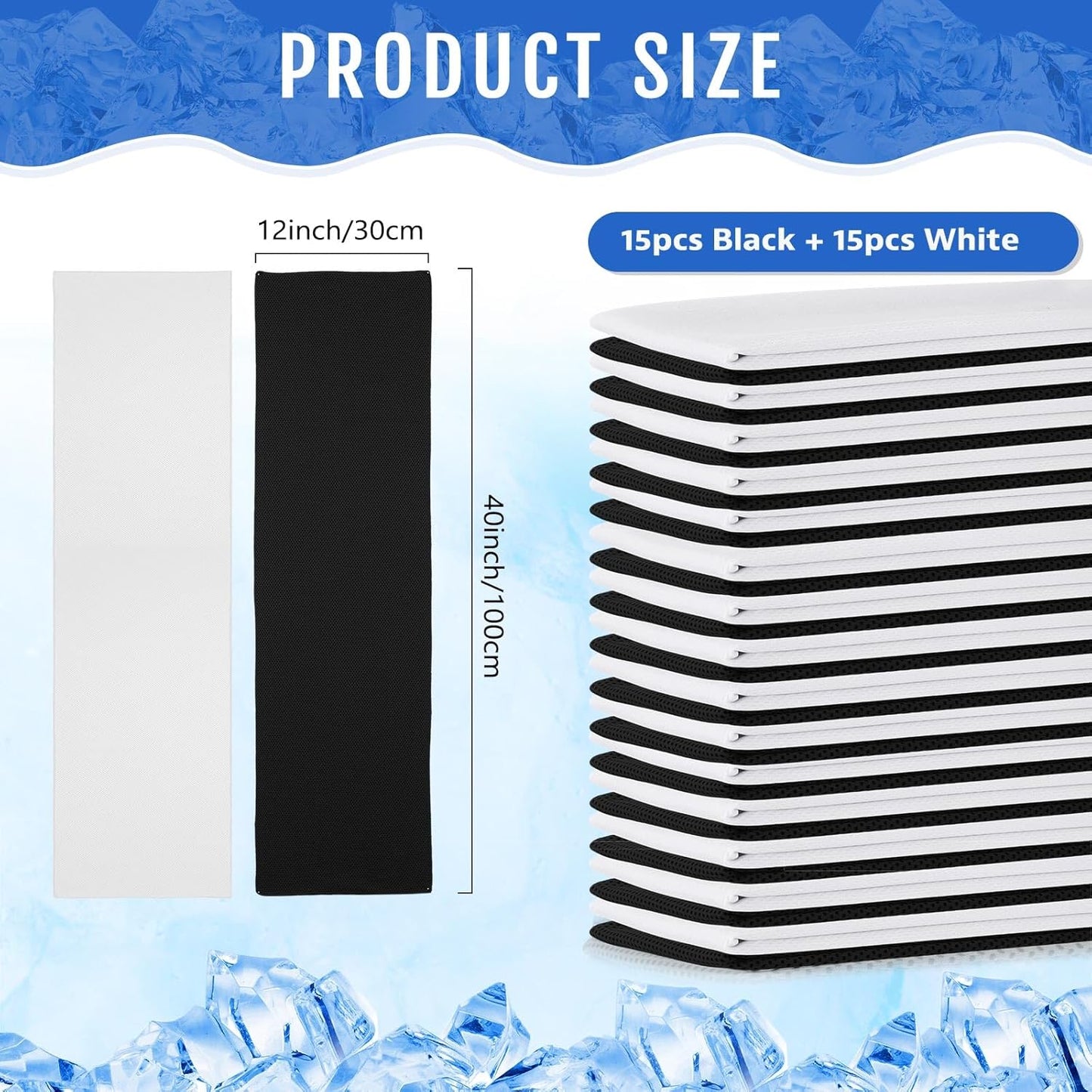 Hosuly 30 Pack Cooling Towels, 40"x12" Ice Breathable Soft Chilly Sweat Rag Microfiber Workout Rags for Gym Cooling Towels for Neck and Face for Yoga Golf Sport Running