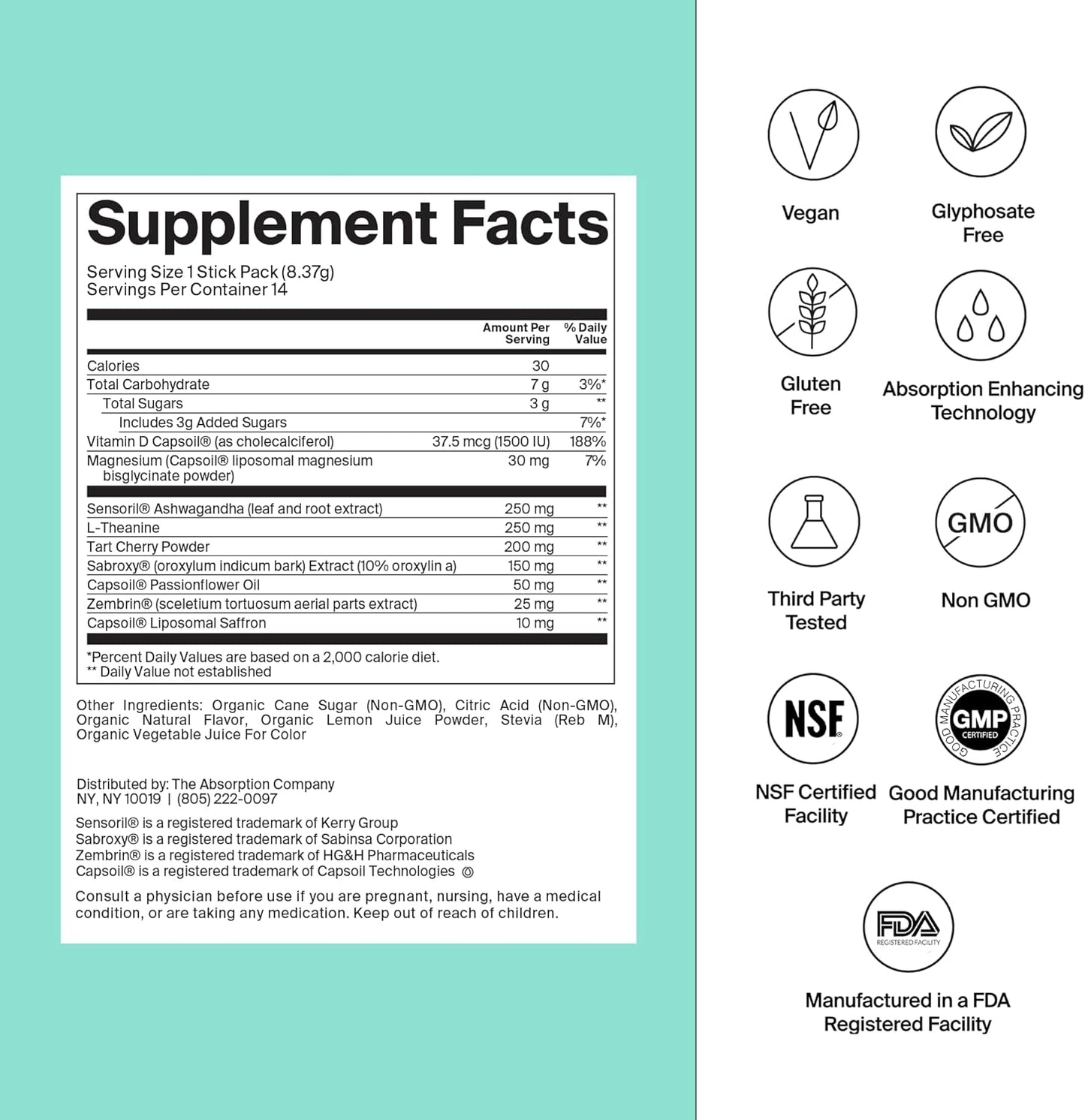 Calm Drink Mix - Relaxation Aid with Magnesium, Ashwagandha, L-Theanine, & Vitamin D - Supports Cortisol Regulation and Mood for Men & Women - Watermelon Lemonade Flavor 14 Sticks