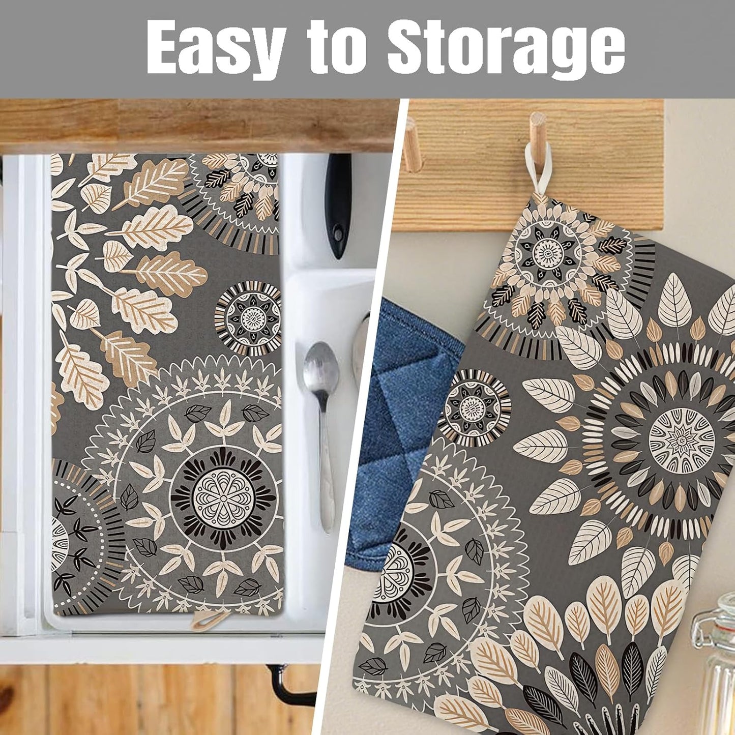 Dish Drying Mat for Kitchen Counter Large 18" x 24" Mandala Absorbent Microfiber Dishes Drainer Rack Mats Pad Reusable Washable