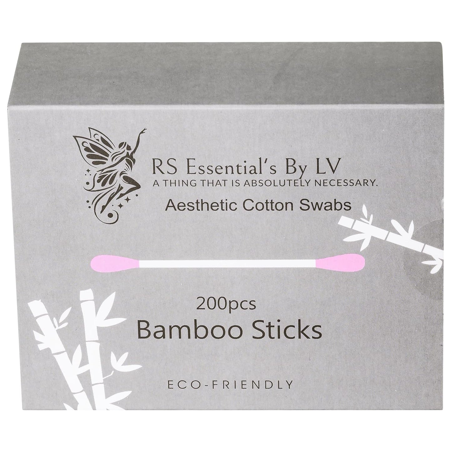RS ESSENTIAL'S BY LV: Aesthetic Cotton Swabs Sticks Ear Swabs Bamboo swabs 200 Count Cotton Buds In 5 Colorful Colors (Pink)