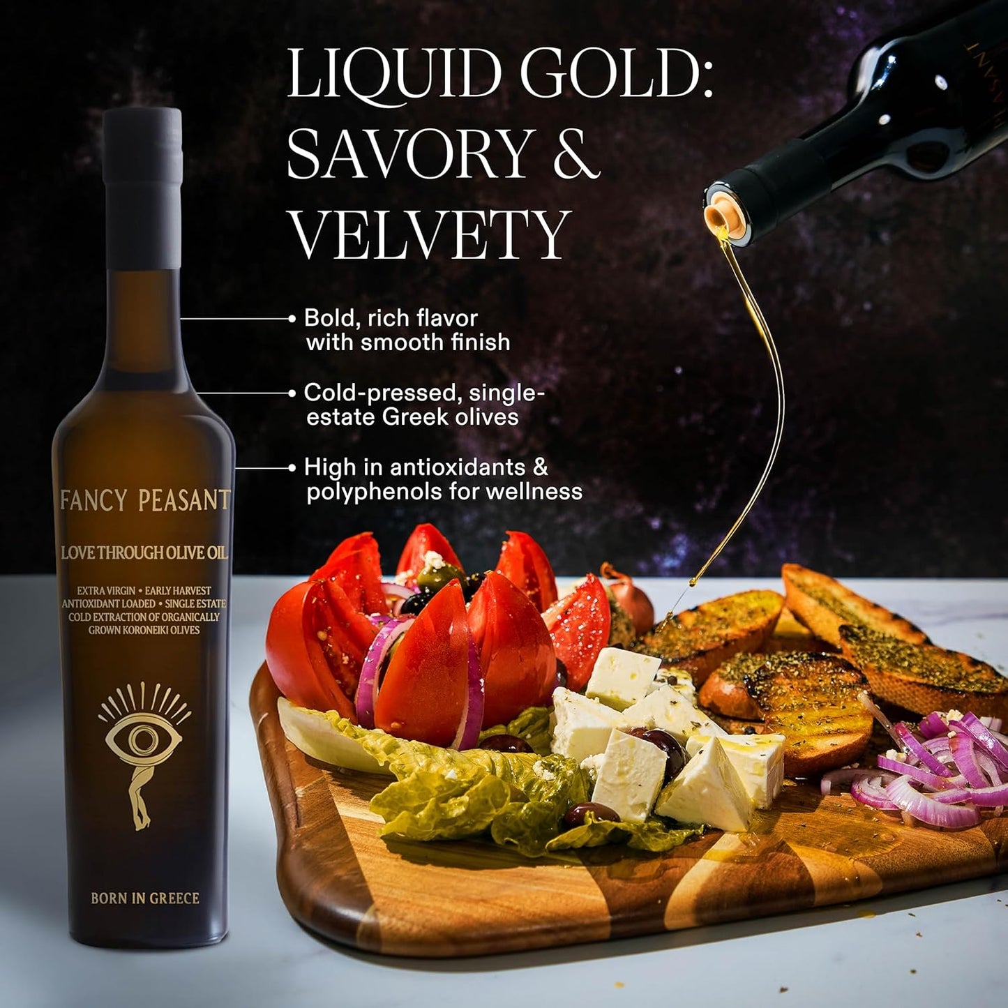 Fancy Peasant Everything Olive Oil, 500ML Bottle of Greek Extra Virgin Olive Oil, Polyphenol Rich EVOO with Olives from Greece
