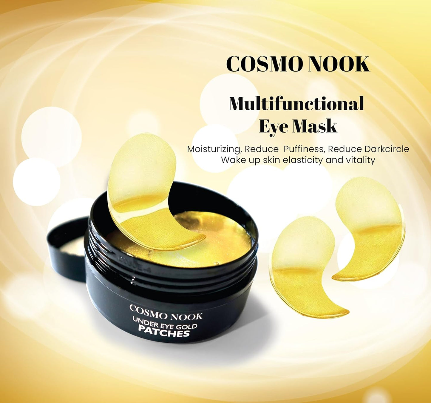 24k Gold Under Eye Patches - 60 Pcs Eye Mask Pure Gold Anti-Aging Collagen Hyaluronic Acid Under Eye Mask for Removing Dark Circles, Puffiness & Wrinkles Refresh Your Skin