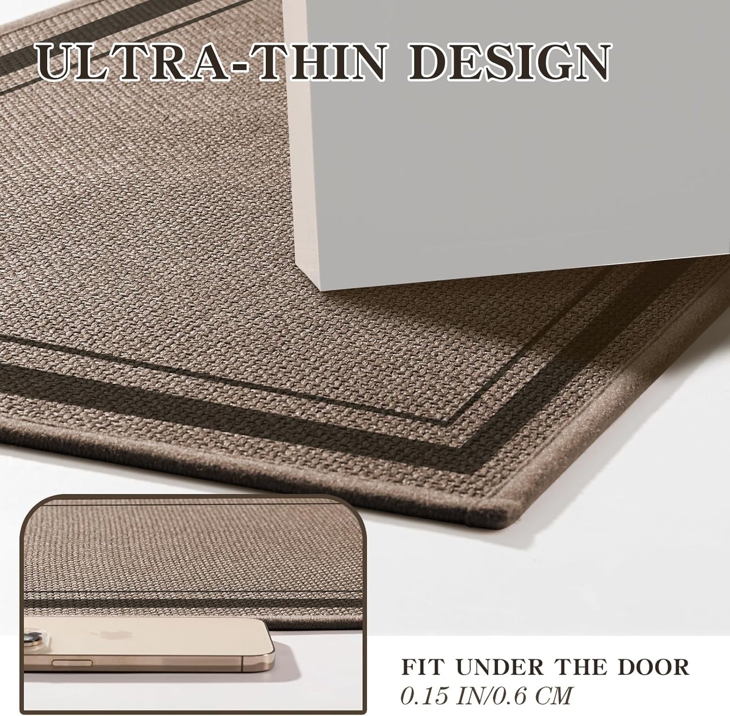 chakme Bathroom Rugs Mat 59x24, Ultra Thin Non Slip Bath Mat Large Quick Dry Absorbent Bath Mat for Bathroom Floor, (Dark Beige, 59"x24")