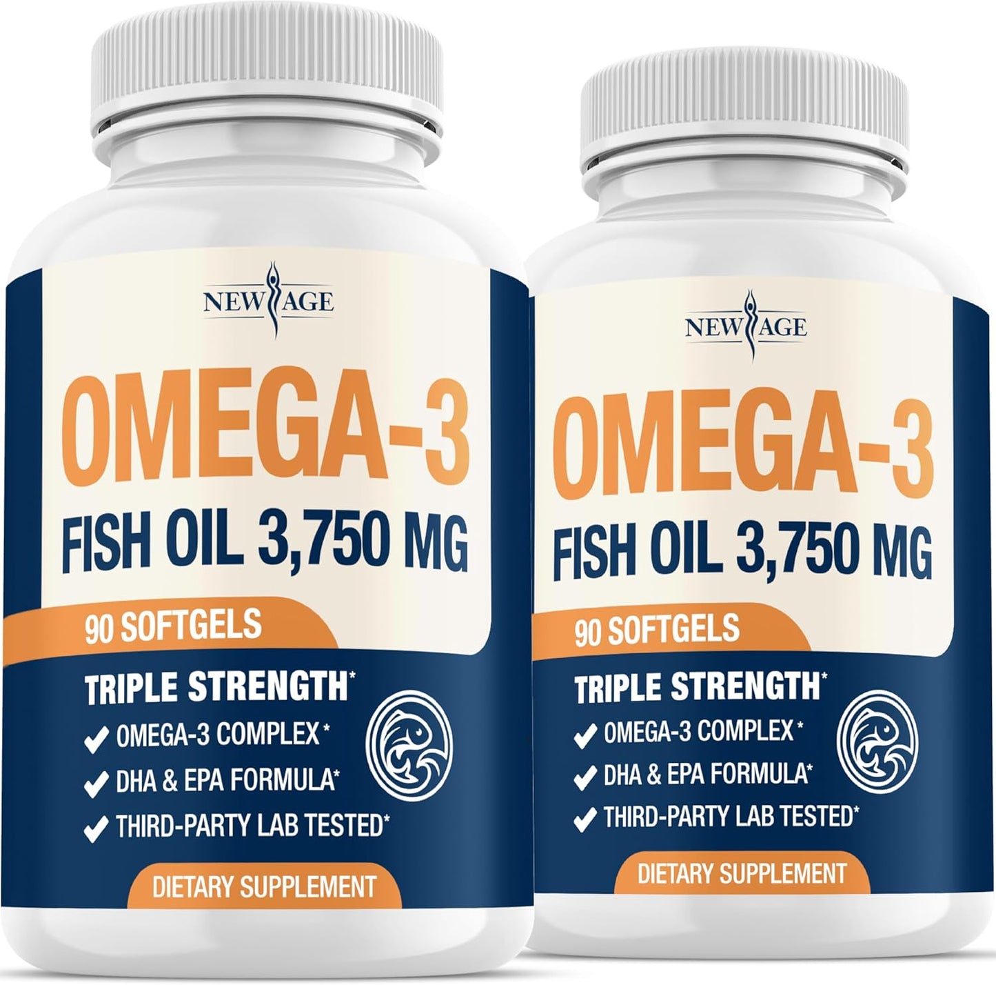 Triple Strength Omega 3 Fish Oil 3750 mg - EPA & DHA - Over 3000mg Omega-3 Fatty Acids - 1350mg EPA + 900mg DHA - Best Essential Fatty Acids, Burpless Fish Oil - 180 Count