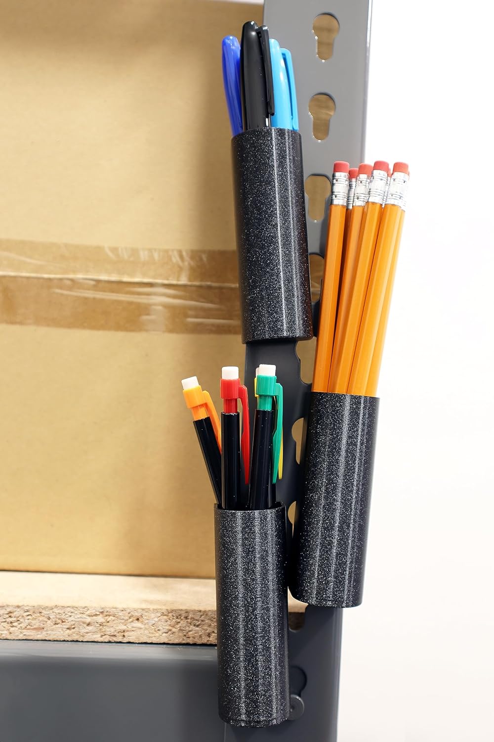 Magnetic Pen Holder, Marker Holder and Pencil Holder for Refrigerator, Locker, Whiteboard or Desk (Small, Space Black, Set of 2)