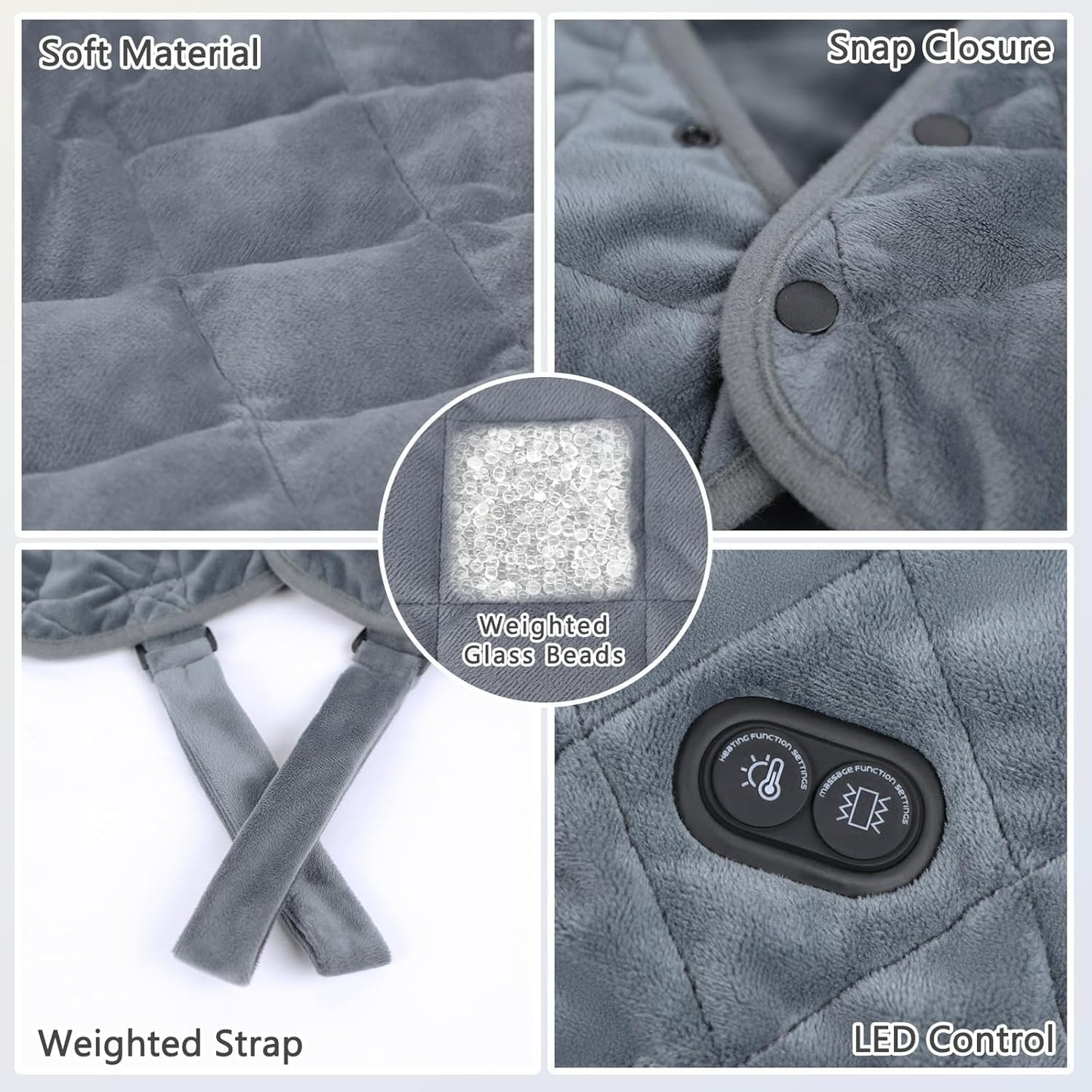 Vofuoti Portable Heating Pad for Neck and Shoulders, Cordless Heating Pad with Battery and 3 Heat Settings, Weighted Electric Heated Neck Shoulder Wrap, 16'' x 22'', 2.2lbs