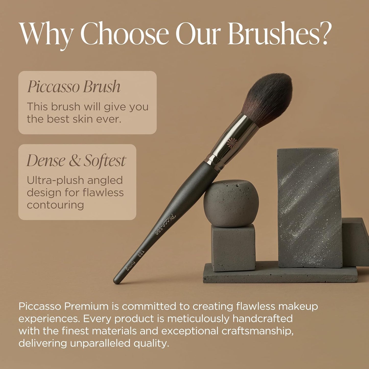 Piccasso 133 Fixing Powder Brush – Soft Synthetic Bristles for Setting Powder, Smooth and Flawless Face Makeup, Gentle Coverage for Pores and Texture, Korean Professional Makeup Brush for Daily Use