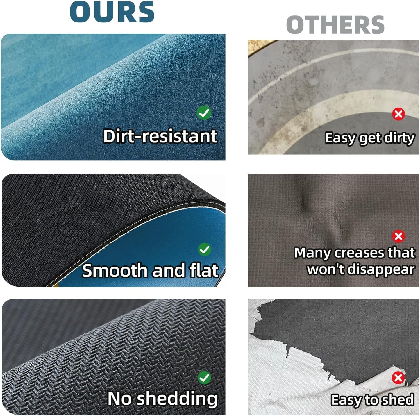 Bathroom Mat Quick Dry, Bathroom Rugs Non Slip Washable Thin Absorbent Bath Mat Fits Under Door Bathroom Floor Mat Perfect for Bath, Shower, or Sink 17"x59" Denim Blue