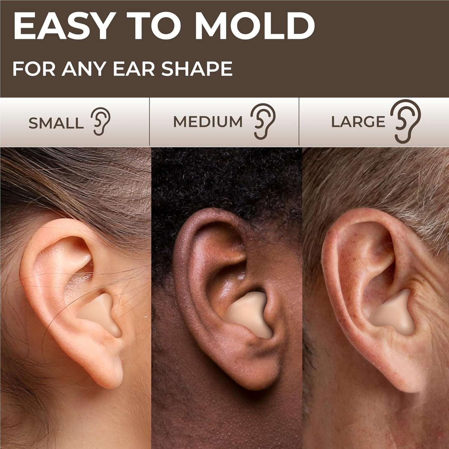 Peace&Quiet PQ Silicone Ear Plugs for Sleeping - 15 Wax Earplugs for Sleep and Swimming Ear Plugs, Soft Ear Covers for Sleeping and Water, Noise Cancelling 32Db, (15 Pillows), Skin Tone