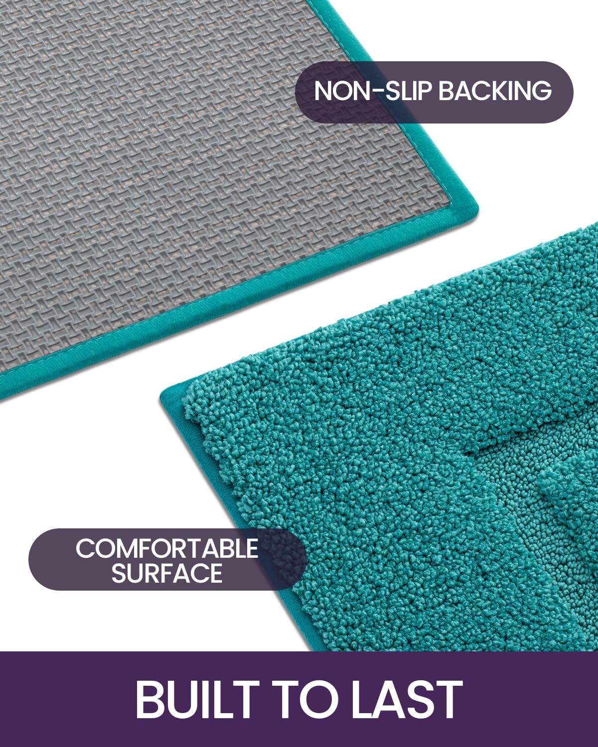 DEXI Bathroom Rugs 36x24, Washable Non Slip Bath Mat for Shower Floor, Absorbent Quick Dry Bathmat with Rubber Backing, Ultra Soft Plush Carpet for Tub, Teal