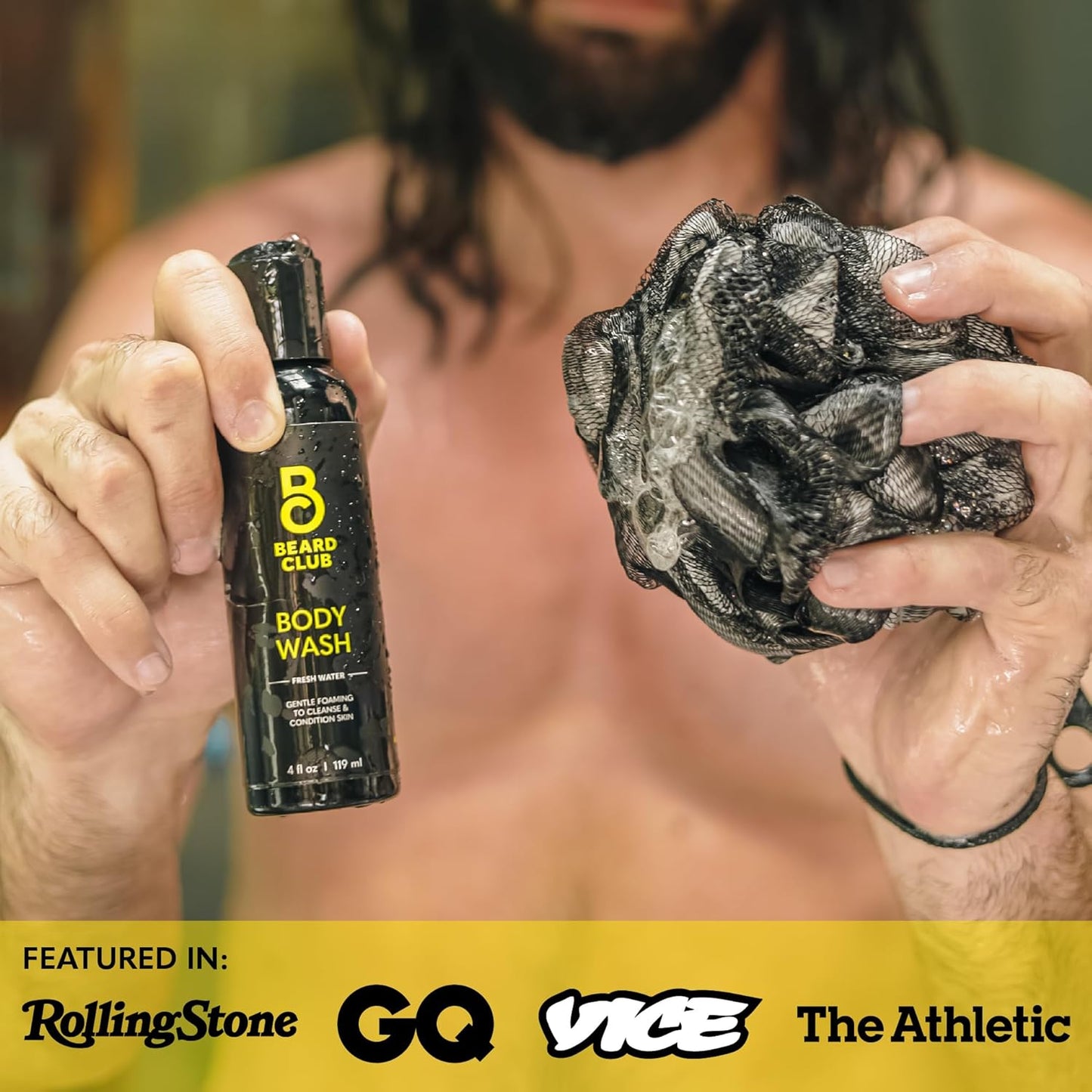 The Beard Club Fresh Water Body Wash: Invigorating All-in-One Shower Gel for Men, Deep Cleansing & Moisturizing Formula, Sulfate-Free, with Natural Essential Oils, 4 fl oz