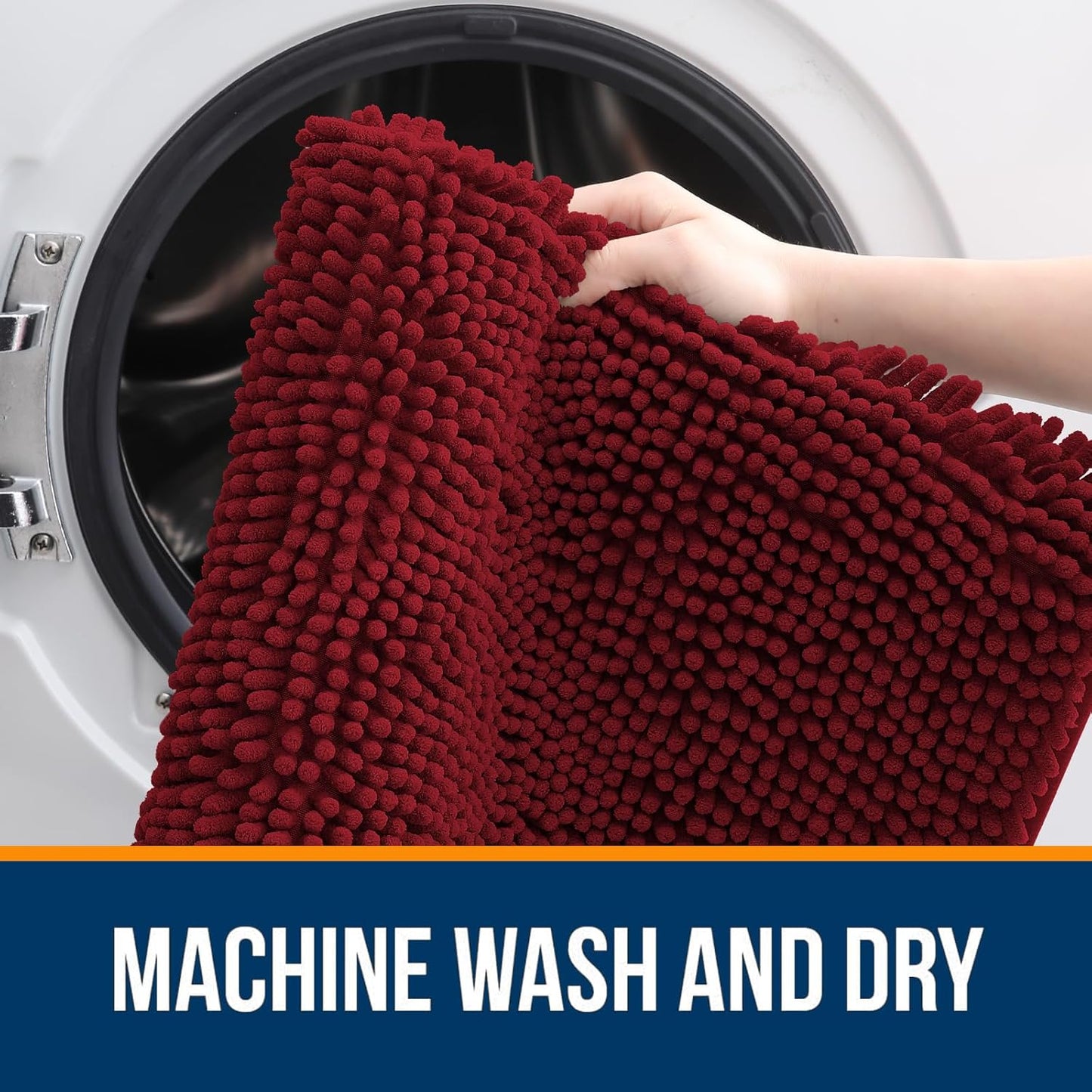 OLANLY Bathroom Rugs 30x20, Extra Soft Absorbent Chenille Bath Rugs, Rubber Backing Quick Dry, Machine Washable Bath Mats for Bathroom Floor, Tub and Shower, Home Decor Accessories, Red