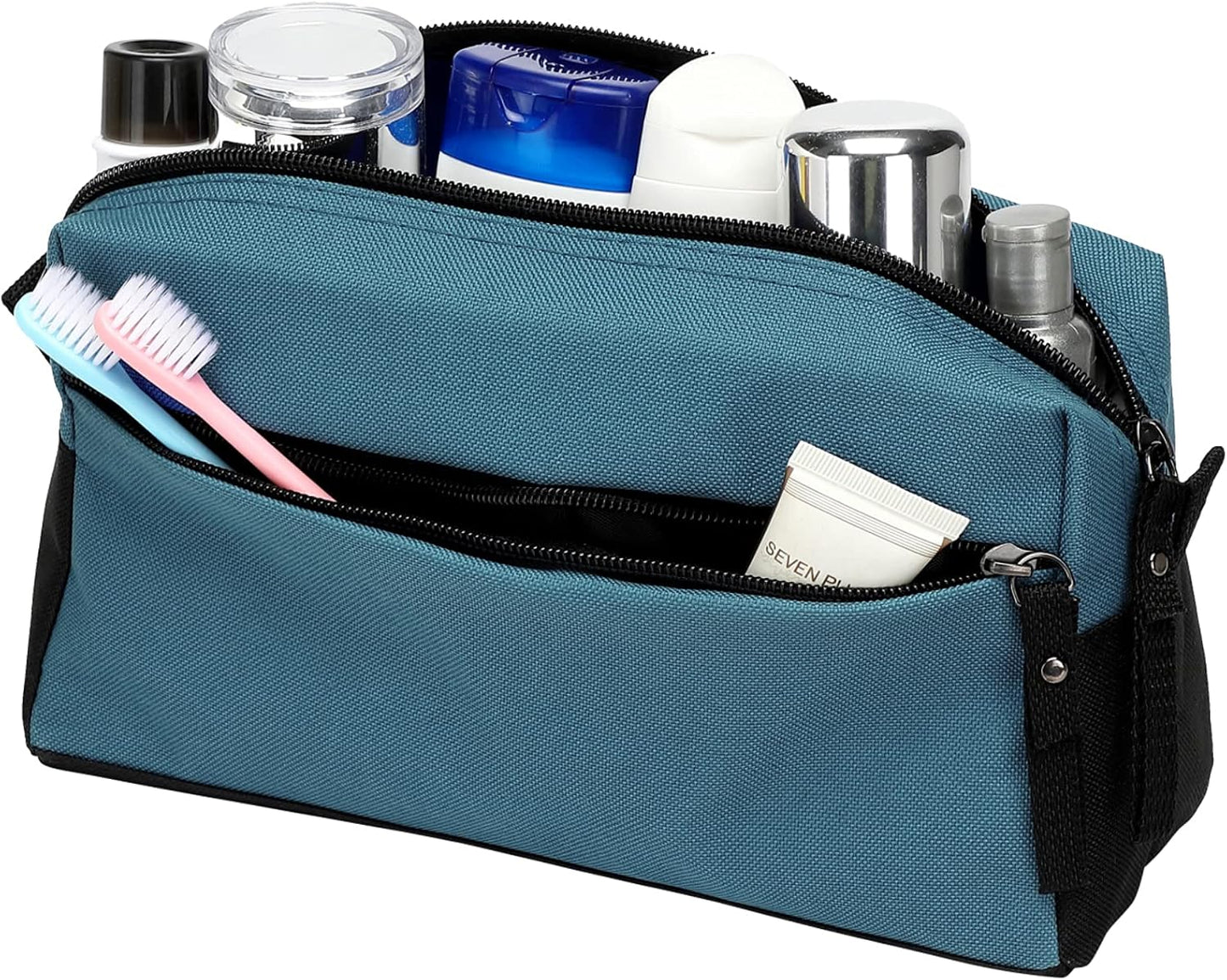 BuyAgain Toiletry Bag, Toiletry Travel Bathroom Bag Waterproof Cosmetic Make up Pouch Dopp Kit For Men or Women, Silver Blue