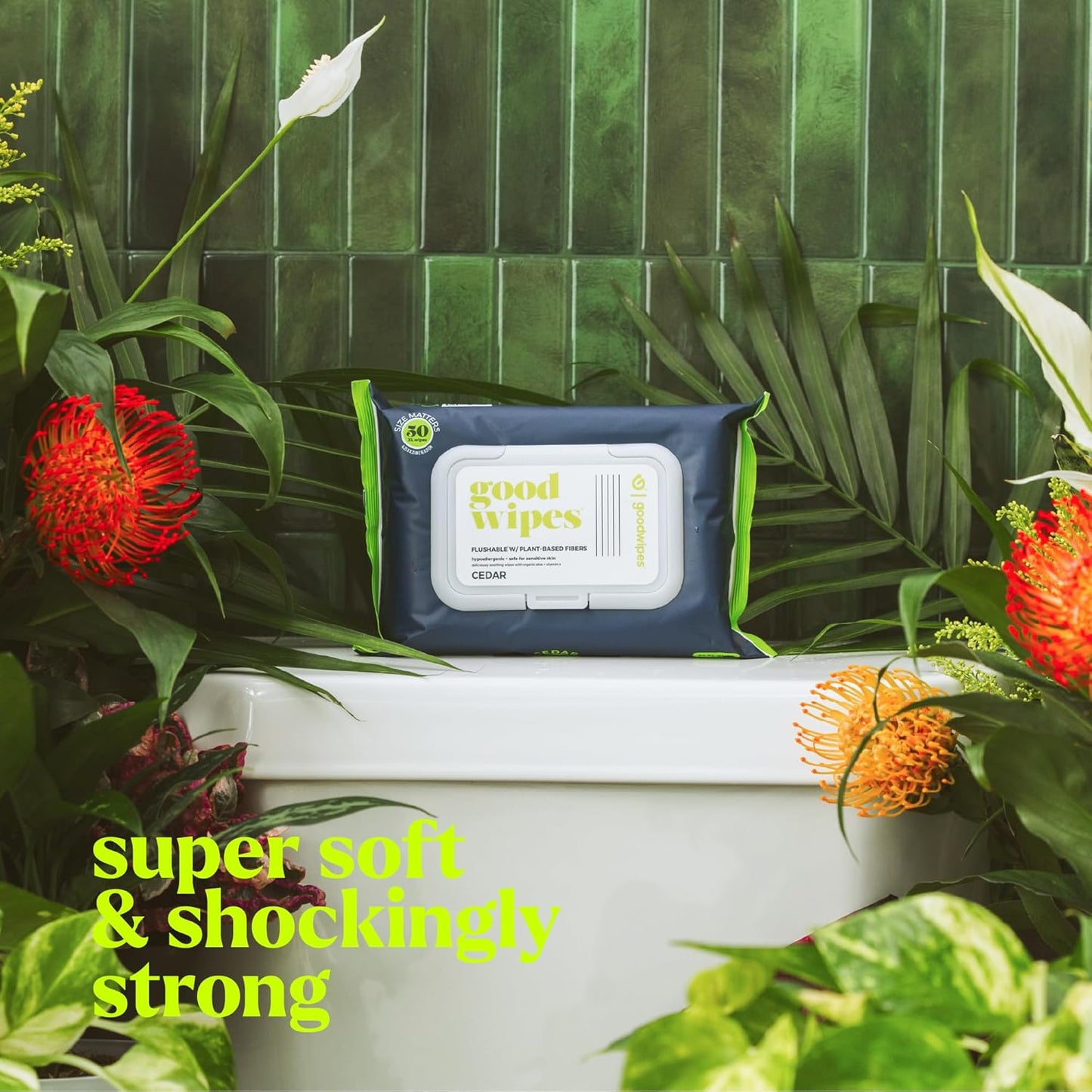 goodwipes Flushable Butt Wipes - Vitamin E & Aloe - Sewer & Septic Safe - Extra Large Adult Wet Wipes For Women & Men - Bathroom Essentials - Cedar, 418 Count (8 Packs + 1 Travel)