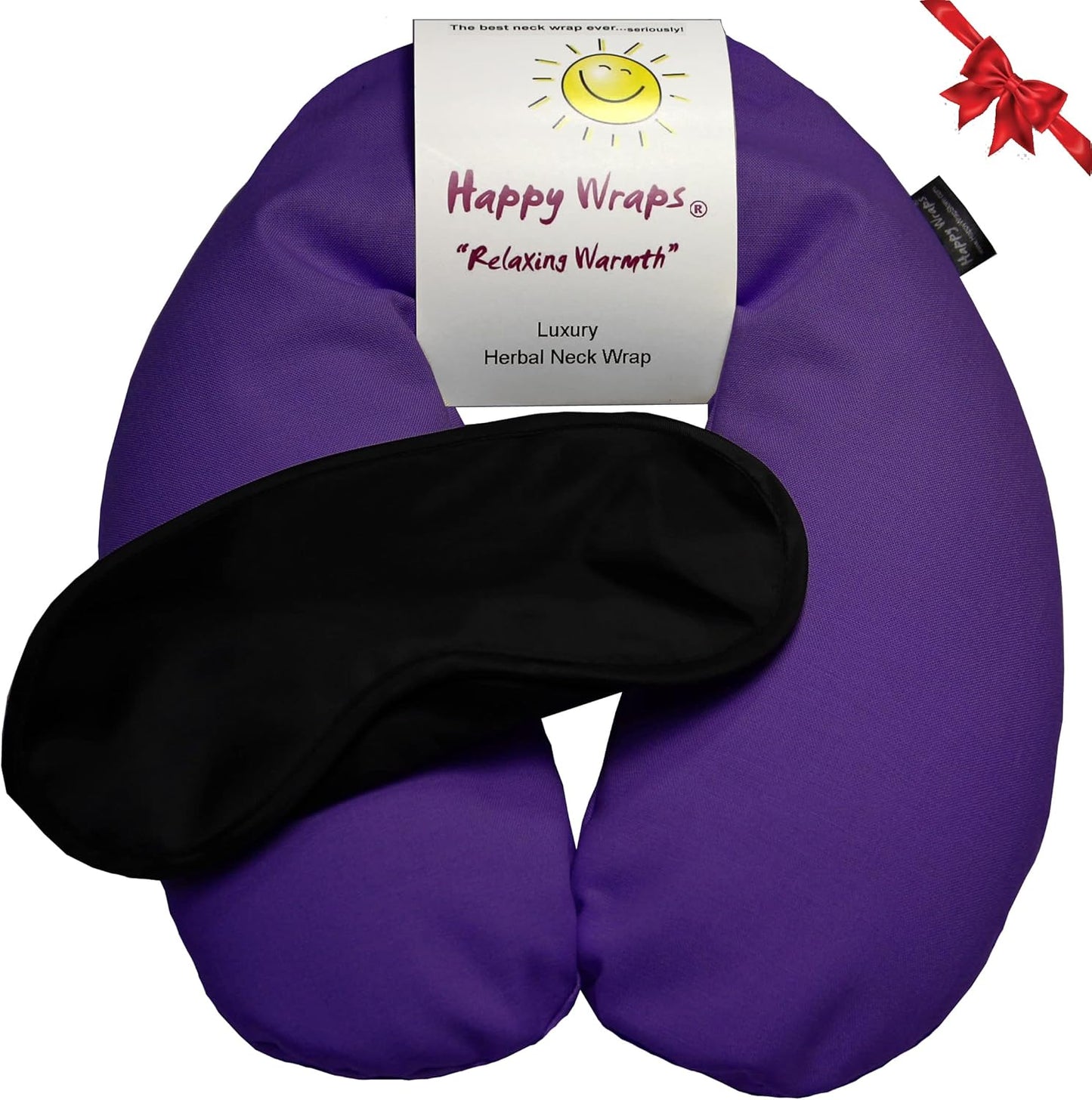 Microwavable Herbal Neck Wrap - Hot Cold Aromatherapy Neck Warming Pillow - Heating Pad for Migraines, Stress, Gifts for Women, Birthdays, Christmas and Free Sleep Mask - Purple Cotton
