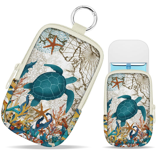 Cute Sea Turtle Hand Sanitizer Spray Case, Hand Sanitizer Holder Zippered Pouch, Fashion Accessory with Snap Hook for Glow Mist and Power Mist 1FL OZ