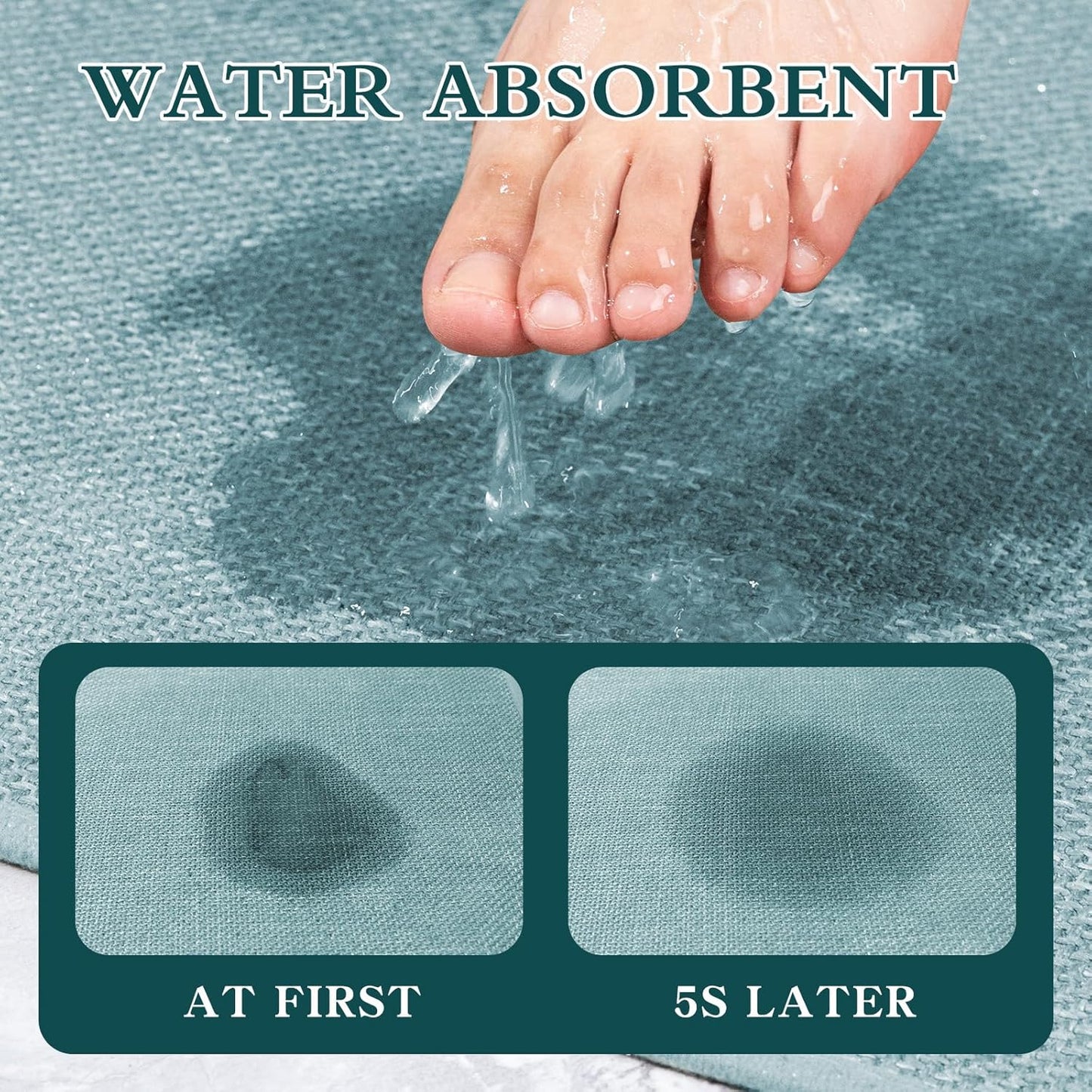 chakme Bathroom Rugs Mat U-Shaped 24x17, Ultra ThinNon Slip Bath Mat Small Quick Dry Absorbent Bath Matfor Bathroom Floor, (Blue, U-24"x17")