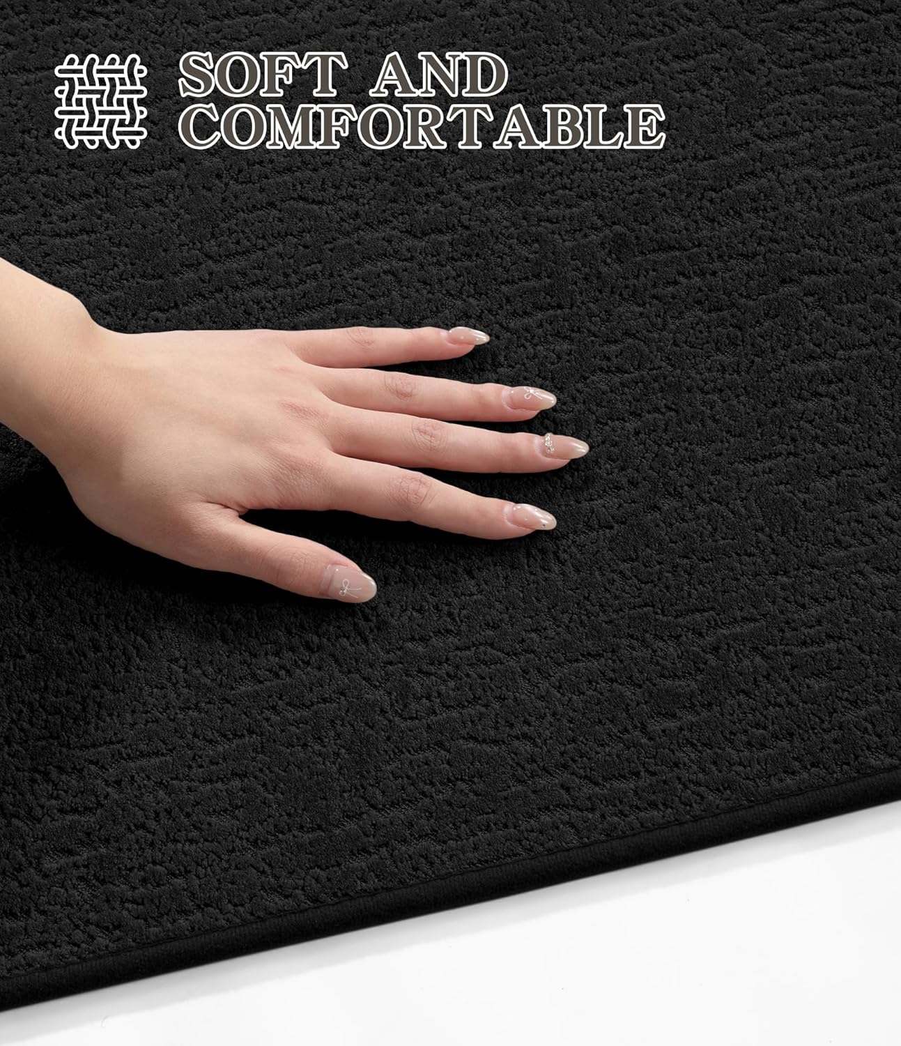 chakme Bathroom Rugs Mat 59x17, Ultra Thin Non Slip Bath Mat Quick Dry Absorbent Bath Mat for Bathroom Floor, (Black, 59"x17")