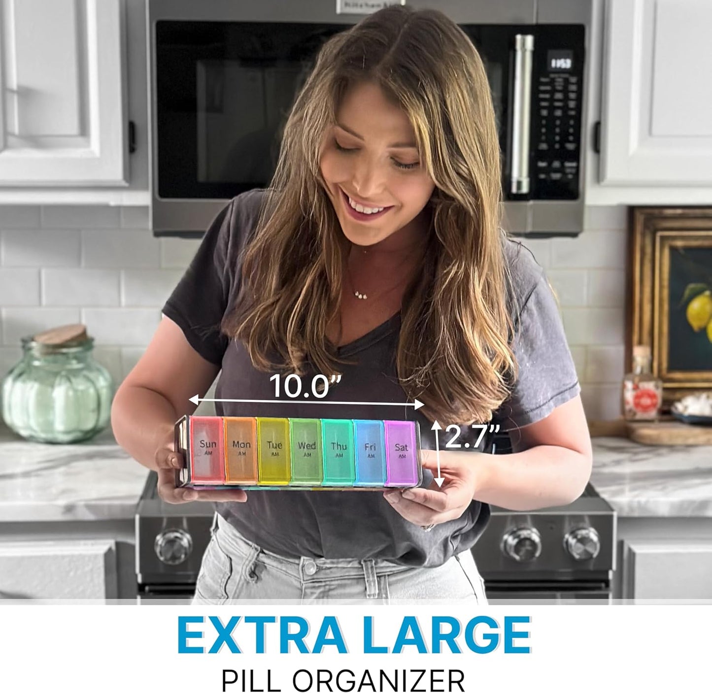 Extra Large Pill Organizer- XXL Pill Box 7 Day - Weekly Pill Organizer with AM PM Large Compartments Big Pill Case for Supplements Jumbo Pill Holder for Vitamins Huge Medicine Organizer 2 Times a Day