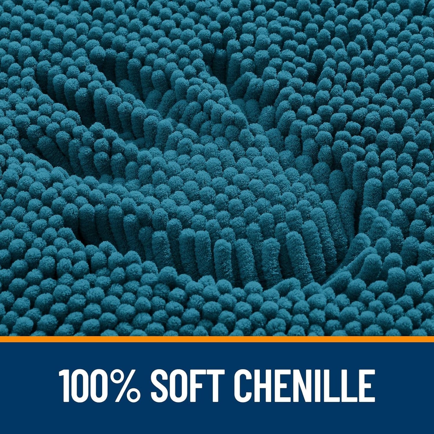 OLANLY Toilet Rugs U-Shaped 24x20, Extra Soft Absorbent Chenille Contour Bathroom Rugs for Toilet, Dry Quickly, Machine Washable, Non-Slip Bath Mat, Peacock Blue