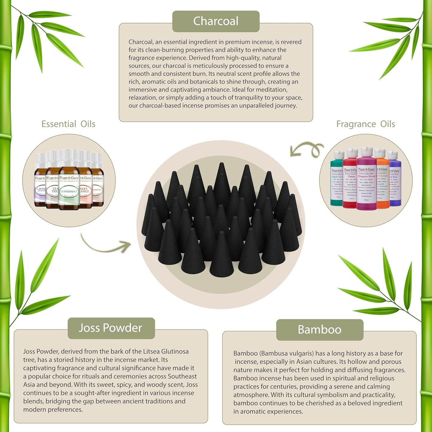 Vanilla Bean Charcoal Incense Cones 1" TOPFLOW - 50 Pack - Natural Scented Cones Handmade Hand Dipped