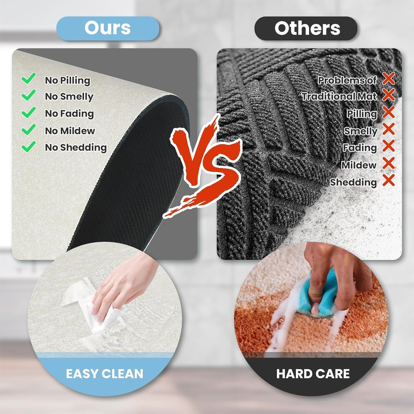 Diatomaceous Earth Bath mat Bathroom Rugs Super Absorbent Quick Dry Non Slip Bath Mat Thin Bathroom Floor Mats Fit Under Door-Shower Rug for in Front of Bathtub Shower, Beige, 15.7"x35.4"