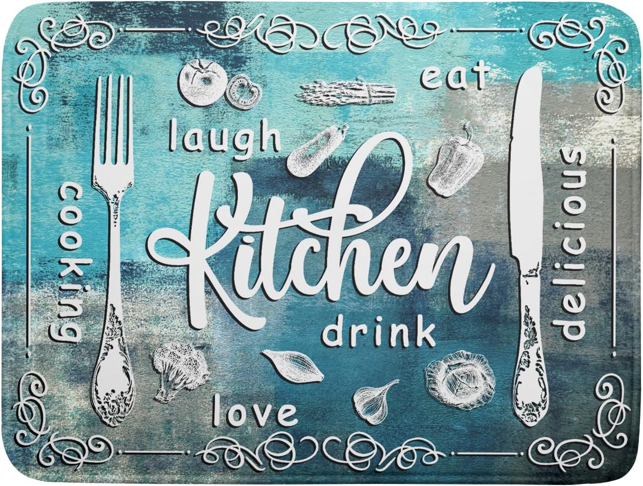 Blue Grey Dish Drying Mat 18x24 Inch Cooking Delicious Absorbent Drying Pad Heat Resistant Dish Drainer Mats for Kitchen Countertop