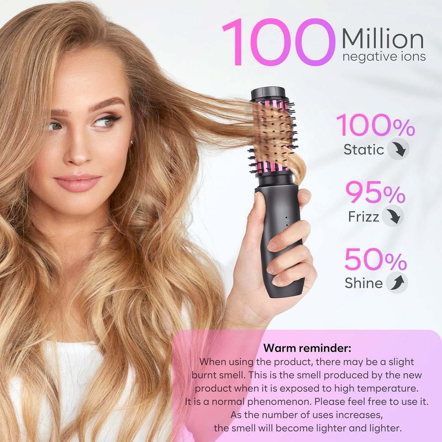 Cordless Curling Iron Brush, 2024 New Portable Travel Curling Iron Mini Brush for Women, 7000Mah USB Rechargeable Curling Wand Brush with Negative Ion, Gray