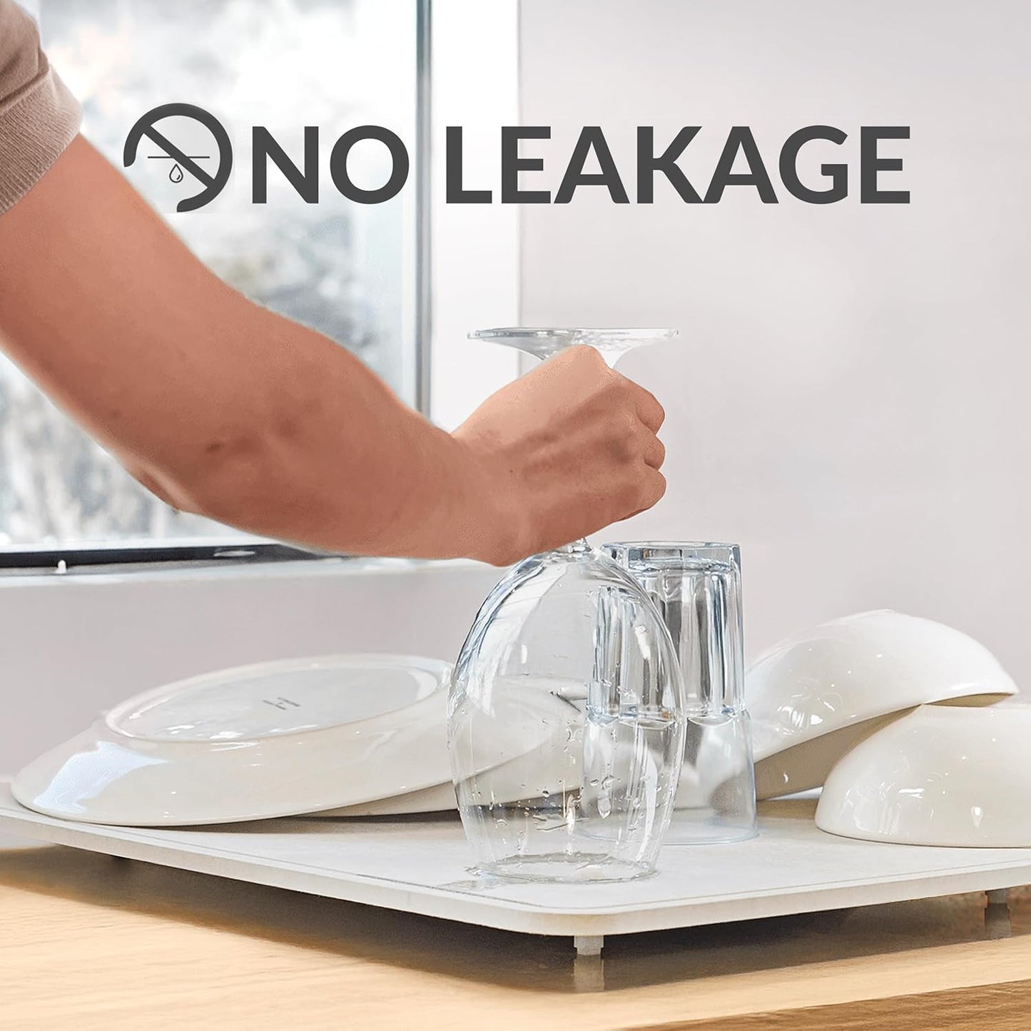 Momo Lifestyle Stone Dish Drying Mat DryPad 19.7" X 15.7" Misty Gray, Large Stone Drying Mat for Kitchen Counter, Fits Various Dish Racks, Zero Rust