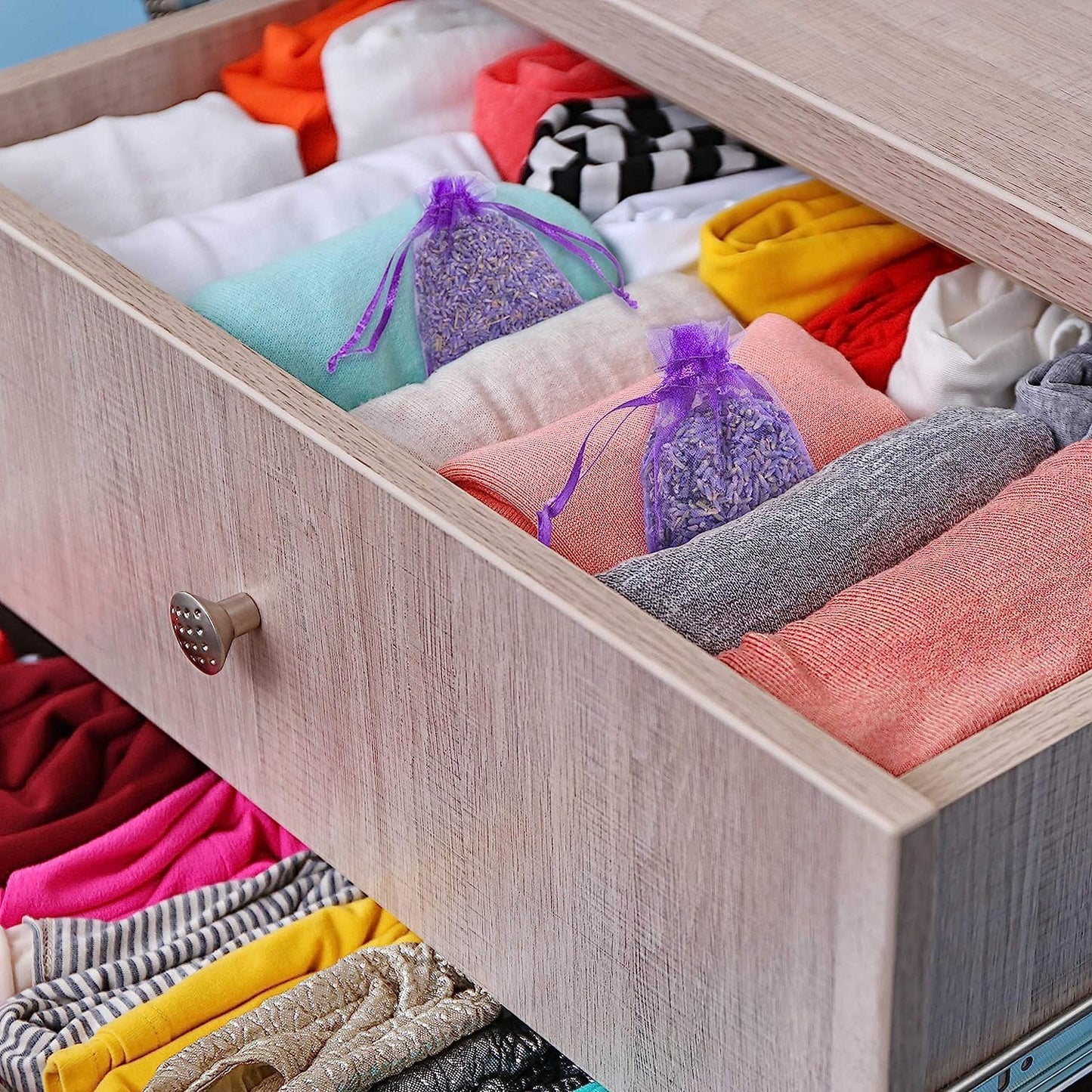 Pack of 48 Lavender Cedar Sachets - 32 Lavender, 16 Cedar for Closet, Drawer, Dresser, Wardrobe and More, LV-D-LC-3