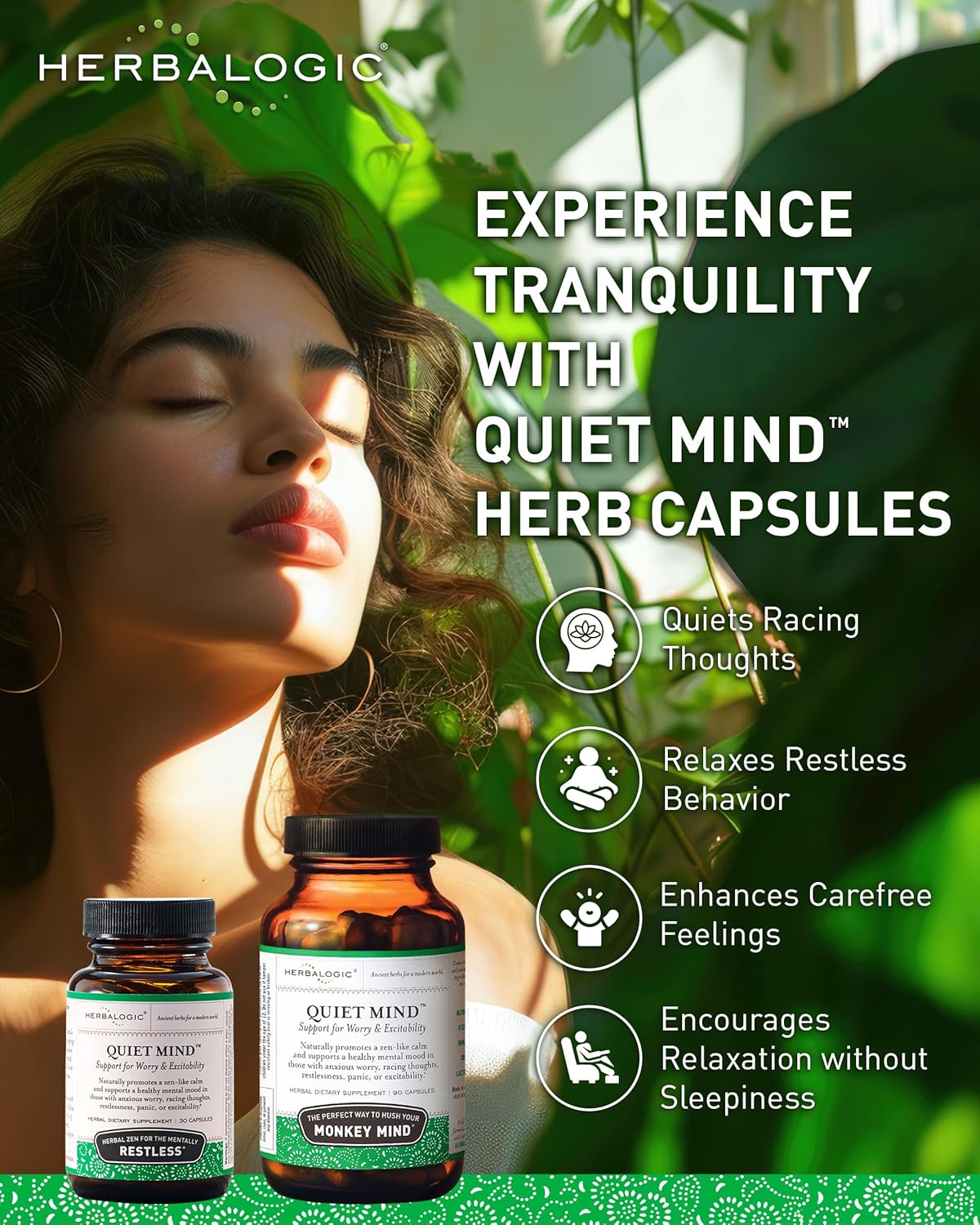 Quiet Mind Herb Capsules - Non-Sedating, Promotes a Feeling of Zen-Like Calm - Eases Anxious Worry and Panicky Mood - Based on The Traditional Chinese Formula GUI Pi Tang - 30 Cap Count