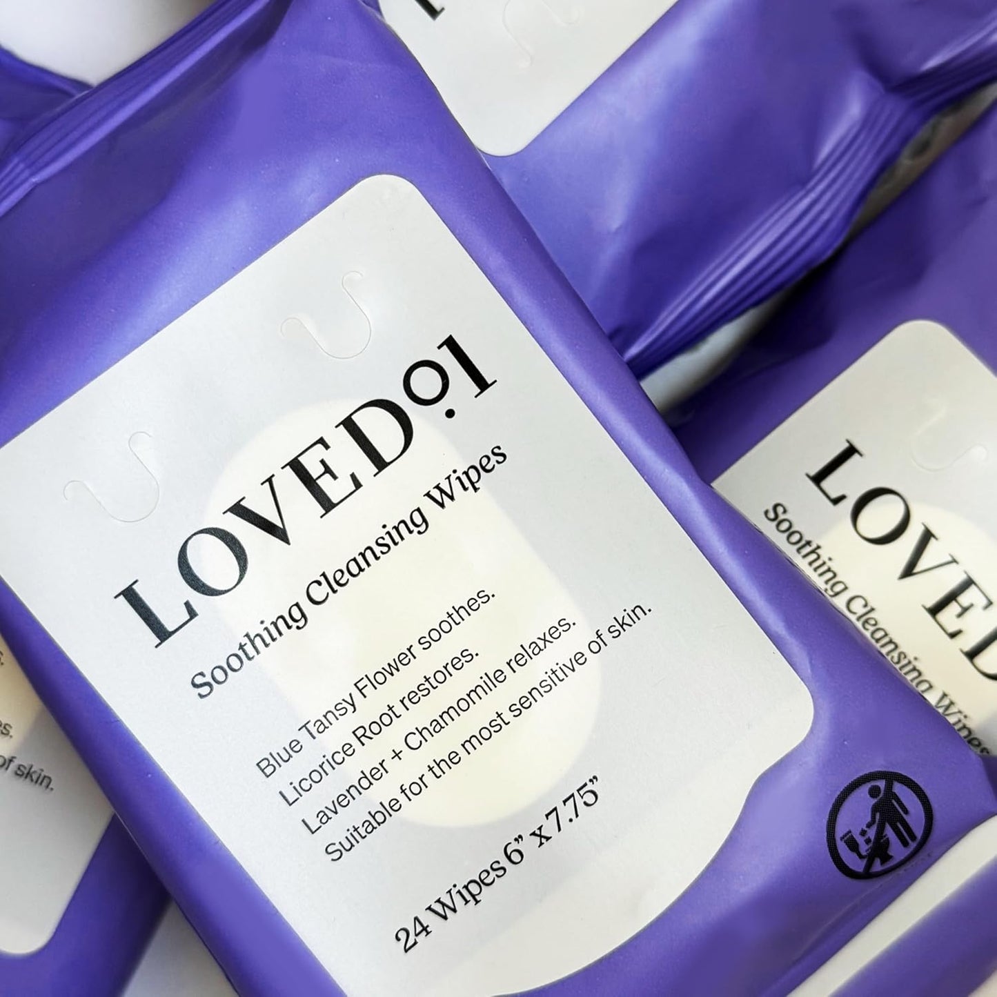 Soothing Cleansing Wipes, Cleansing Makeup Remover Wipes for Sensitive Skin with Serum-Like Finish, Lavender Scent, 3-Pack (24 Wipes each)