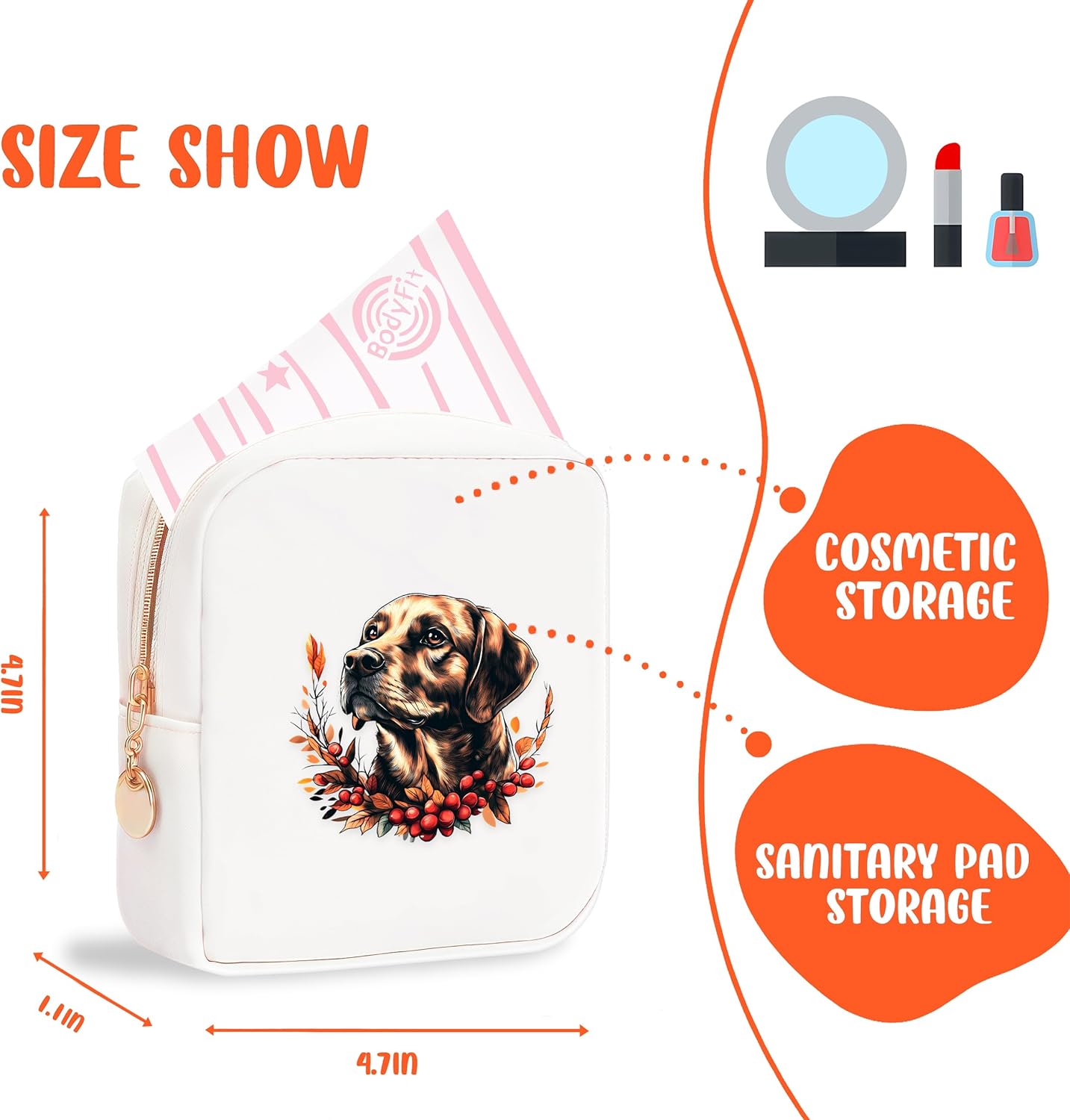 Labrador Mini Makeup Bag, Labrador Gift For Women Girls, Cute Portable Zipper Pouch Cosmetic Bag For Teen Girls Kids, Small Storage Bag For Sanitary Pad, Period napkin bag!