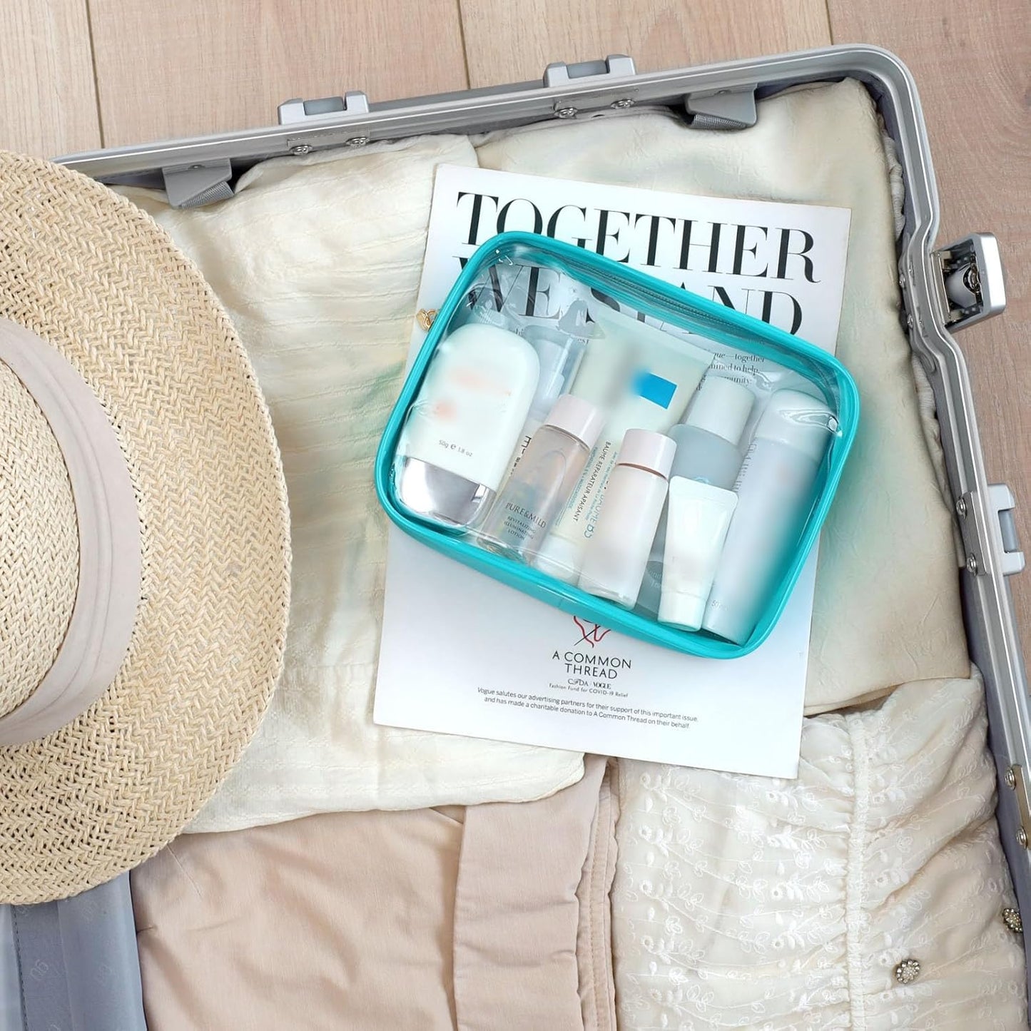 PACKISM TSA Approved Toiletry Bag - Clear Makeup Bag Waterproof Quart Size Bag, Travel Makeup Cosmetic Bag for Women Men, Carry on Airport Airline Compliant Bag, 3 Pack