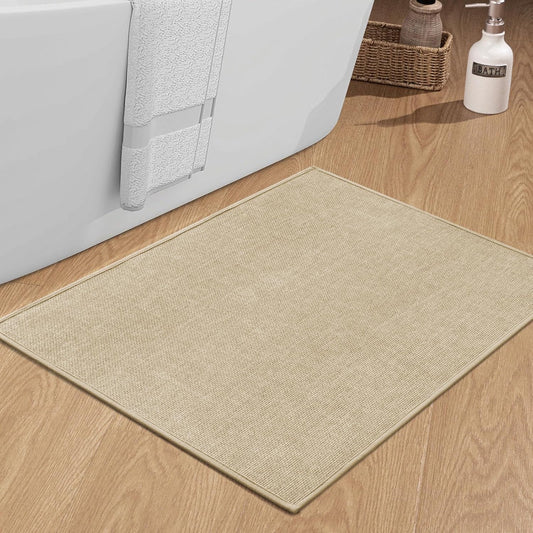 chakme Bathroom Rugs Mat 36x25, Ultra Thin Non Slip Bath Mat Large Quick Dry Absorbent Bath Mat for Bathroom Floor, (Light Beige, 36"x25")