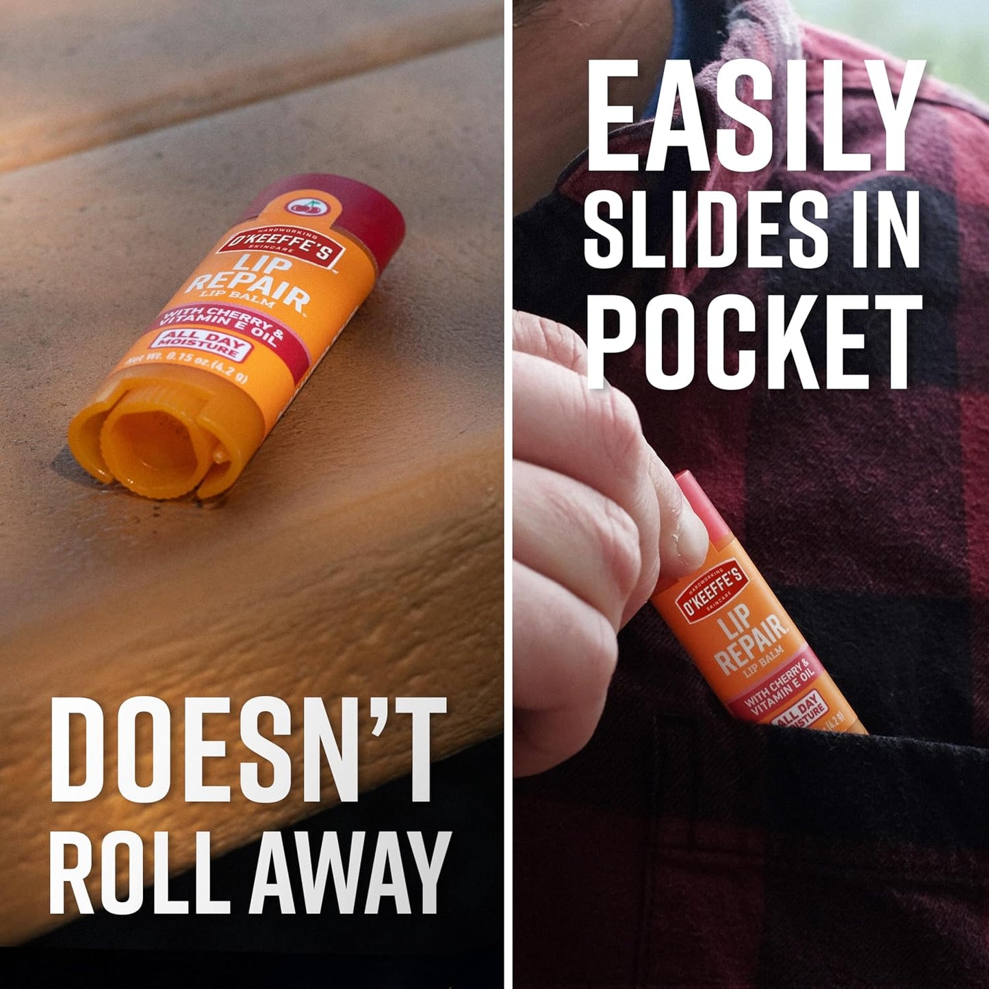 O'Keeffe's Lip Repair Lip Balm with Cherry & Vitamin E Oil - Stick (Twin Pack) - Moisturizer for Extremely Cracked, Dry Lips