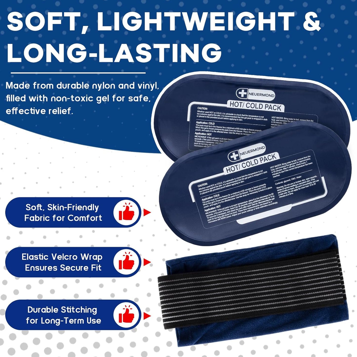 Gel Ice Packs for Injuries Reusable, 4 Ice Packs with 2 Adjustable Straps for Knee, Shoulder, Back, Hot and Cold Pack Therapy for Joint Pain, Muscle Soreness, and Body Inflammation