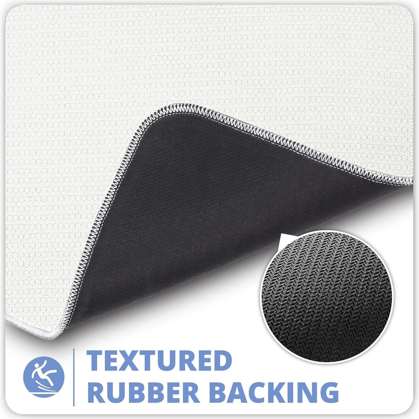 Bath Mat,Ultra Thin Bathroom Runner Rugs,Large Bath Mats for Bathroom,Quick Dry,Non-Slip,Machine Washable,Low Pile,Bath Rug,Shower Outside,Sink,Home Decor Accessories.White,1'9"x3'11"（21x47inch）