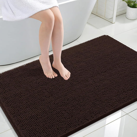 OLANLY Bathroom Rugs 44x32, Extra Soft Absorbent Chenille Bath Rugs, Rubber Backing Quick Dry, Machine Washable Bath Mats for Bathroom Floor, Tub and Shower, Home Decor Accessories, Brown