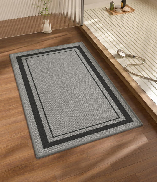 chakme Bathroom Rugs Mat 32x17, Ultra Thin Non Slip Bath Mat Quick Dry Absorbent Bath Mat for Bathroom Floor, (Dark Grey, 32"x17")