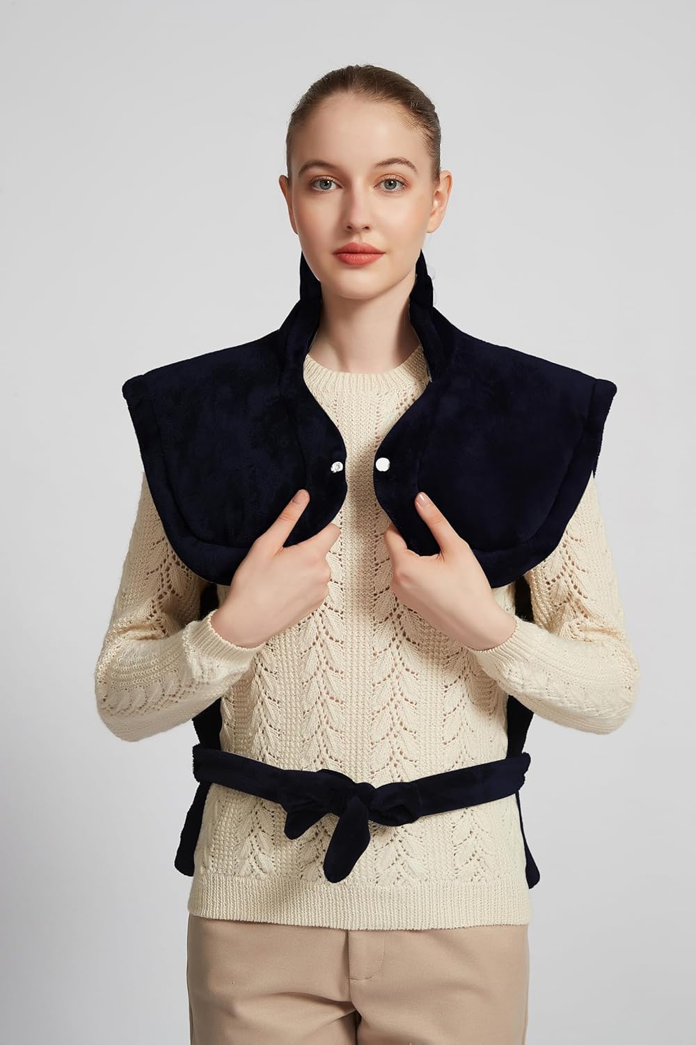 Ambershine 26"x35" XXXL King Size Neck& Shoulder& Back Heating Pad with 12 Temperature Settings& 4 Auto-Off Countdown Timers, Pain Relief for Back/Neck/Shoulder, Christmas Gift for mom dad(Navy Blue)