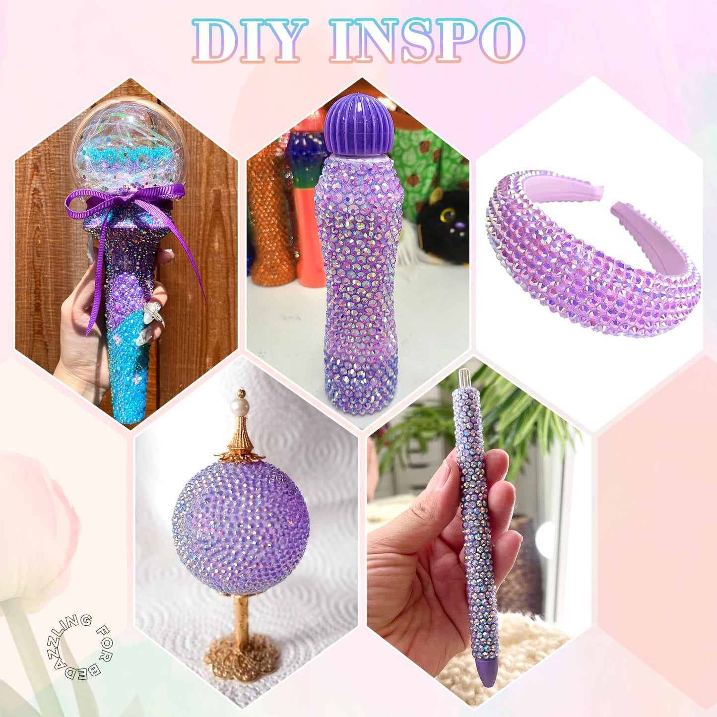 30000Pcs Resin Lavender Purple AB Rhinestones for Bedazzling Crafting with b7000 Jewelry Glue, Bulk Flatback Gems Bedazzler Kit for Crafts Clothes Fabric Nail Diamond Art, Assorted Size 2/3/4/5/6mm