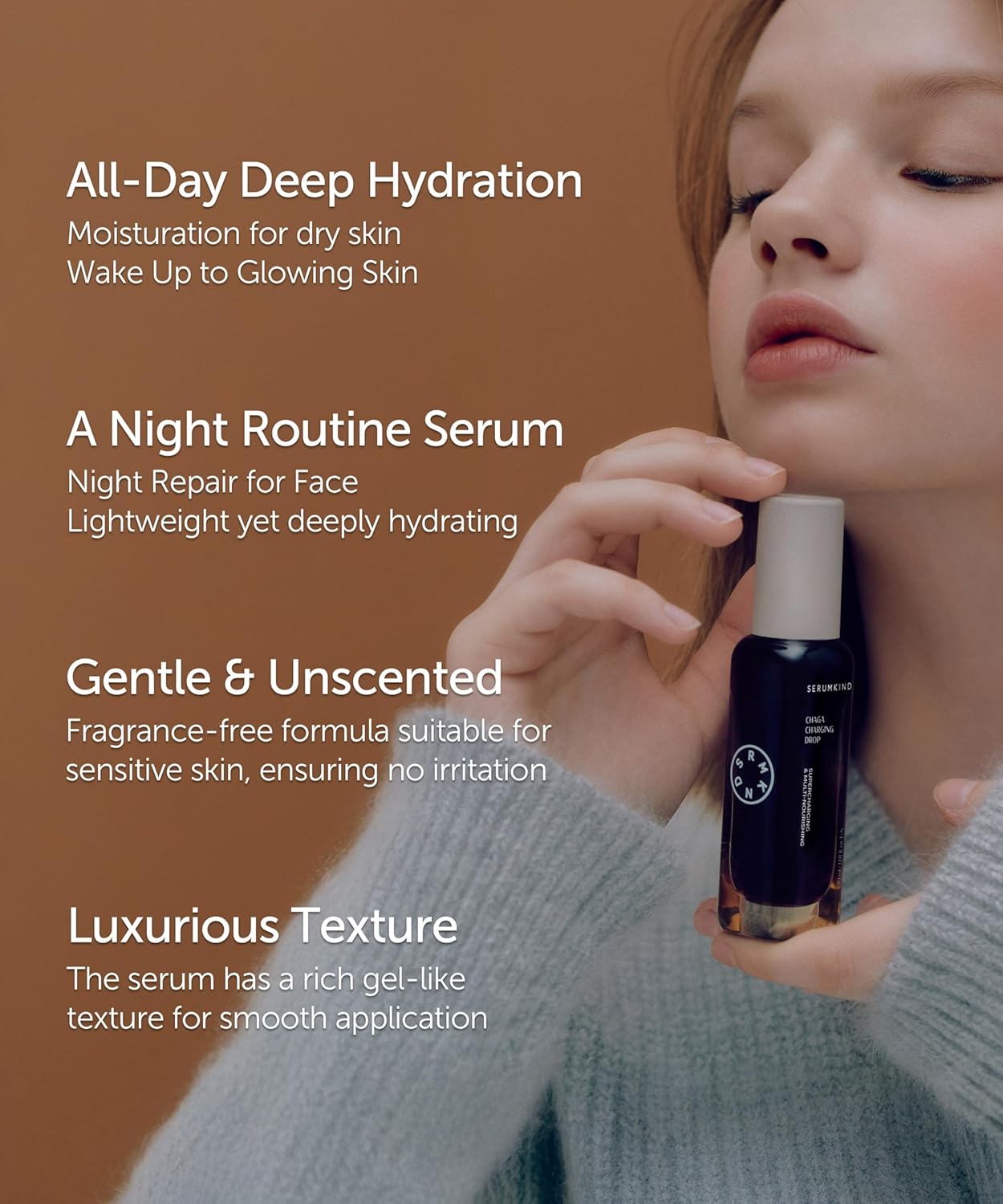 SERUMKIND Chaga Mushroom Serum for Korean Face Skincare - Beta Glucan Extract - Nourishing & Hydrating - Provides Deep Hydration for Extremely Dry Skin - Vegan & Cruelty-Free – 1.01 fl.oz.